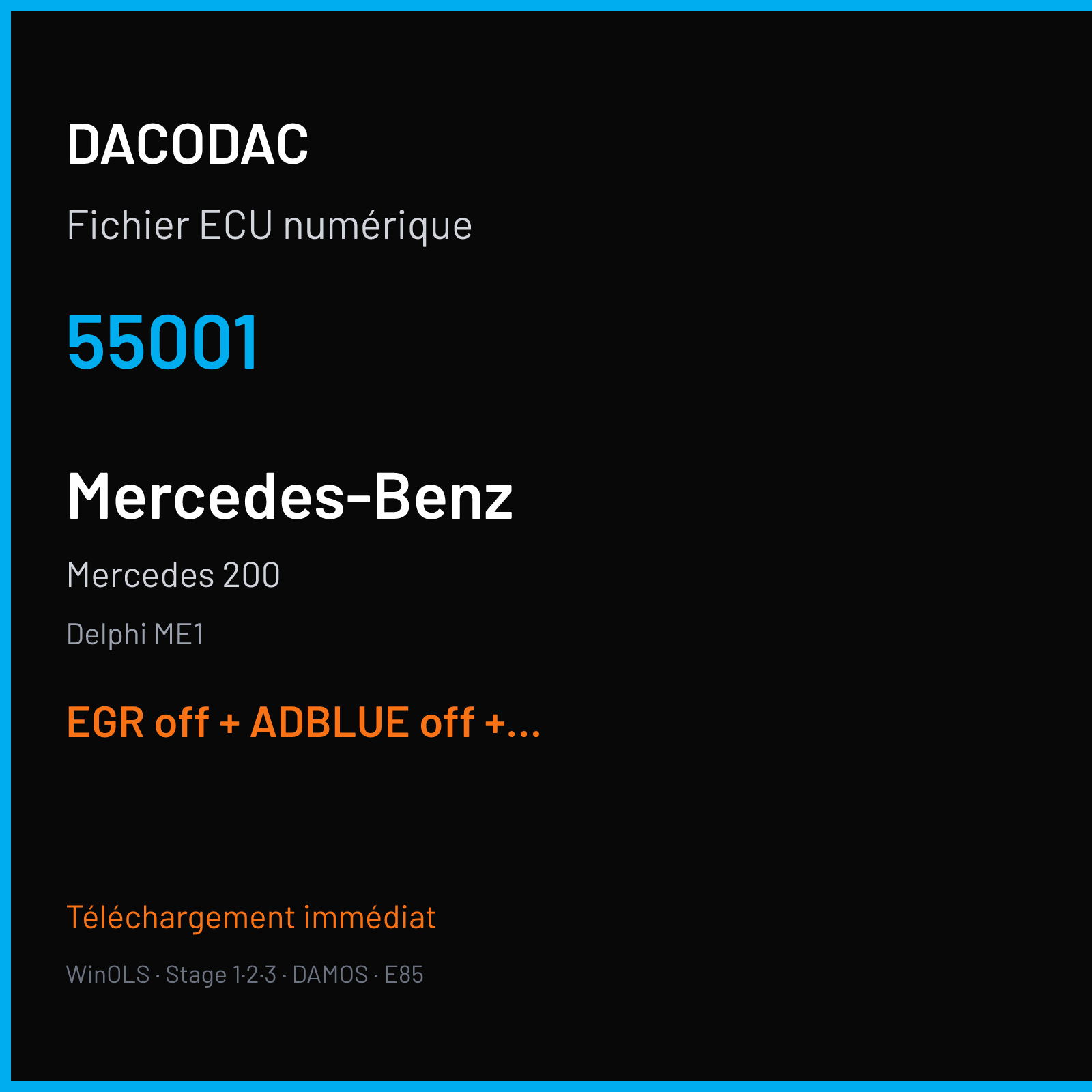 Mercedes 200 (2015) — Delphi ME1 — 55001 — EGR off + ADBLUE off + VMAX off