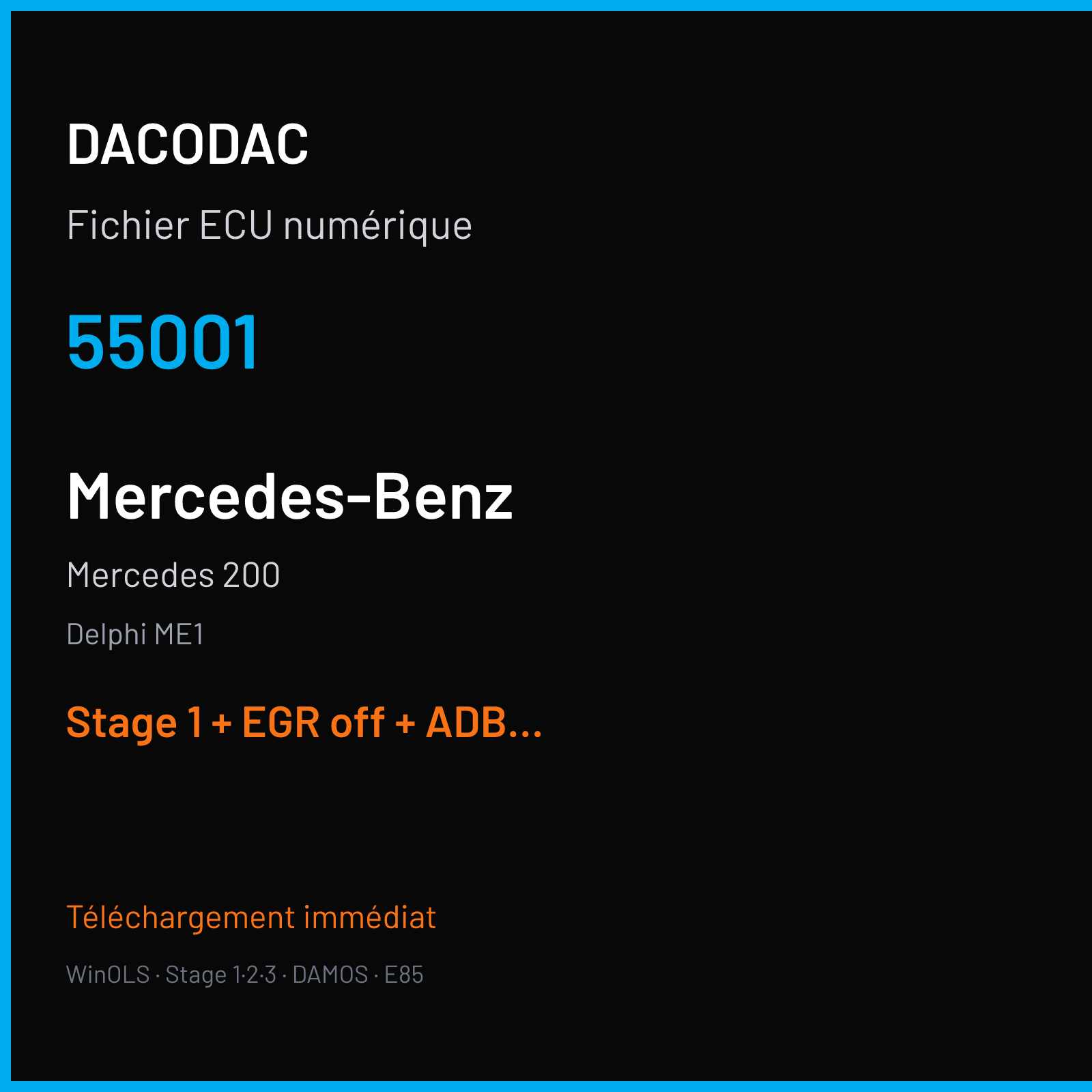 Mercedes 200 (2015) — Delphi ME1 — 55001 — Stage 1 + EGR off + ADBLUE off + VMAX off