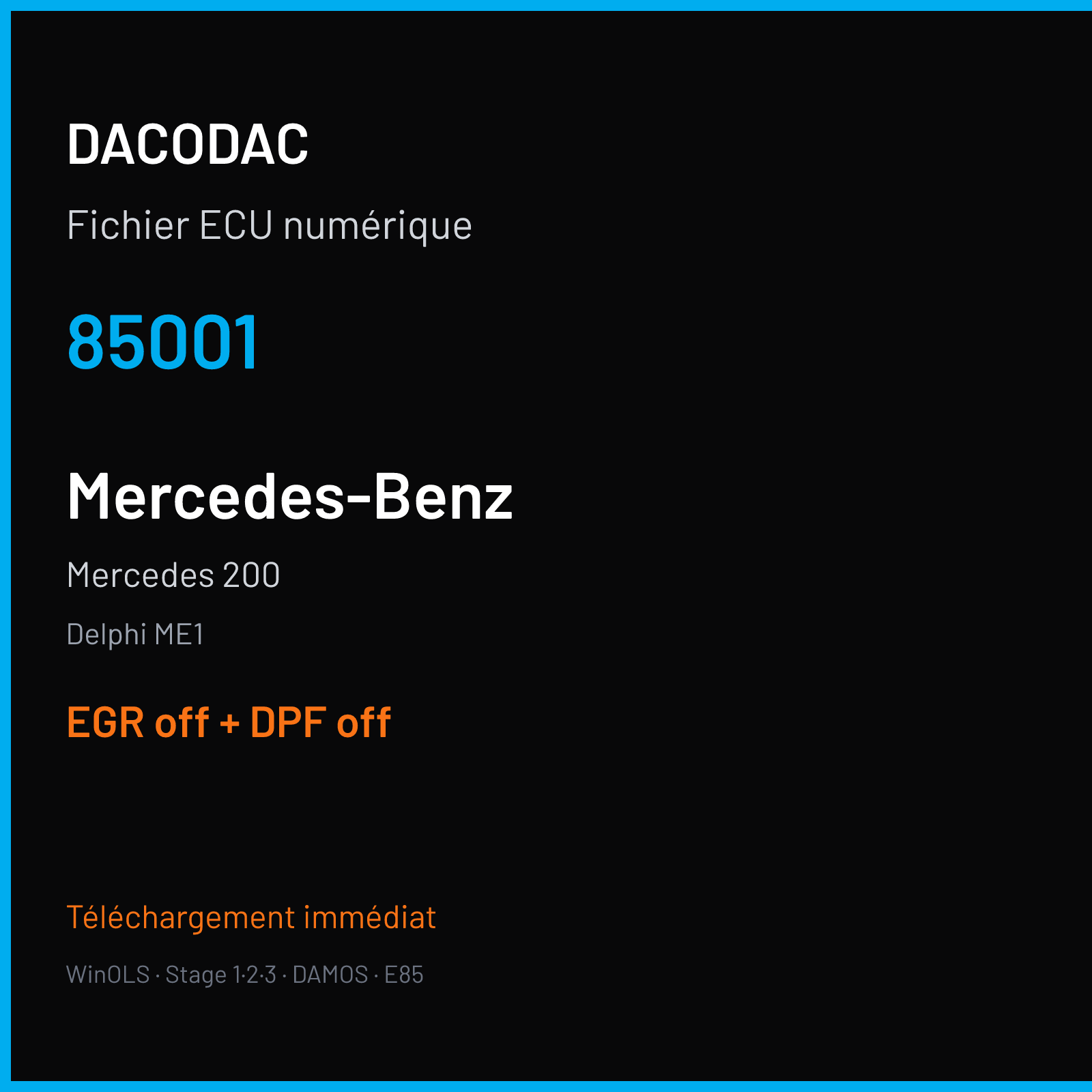 Mercedes 200 (2013) — Delphi ME1 — 85001 — EGR off + DPF off