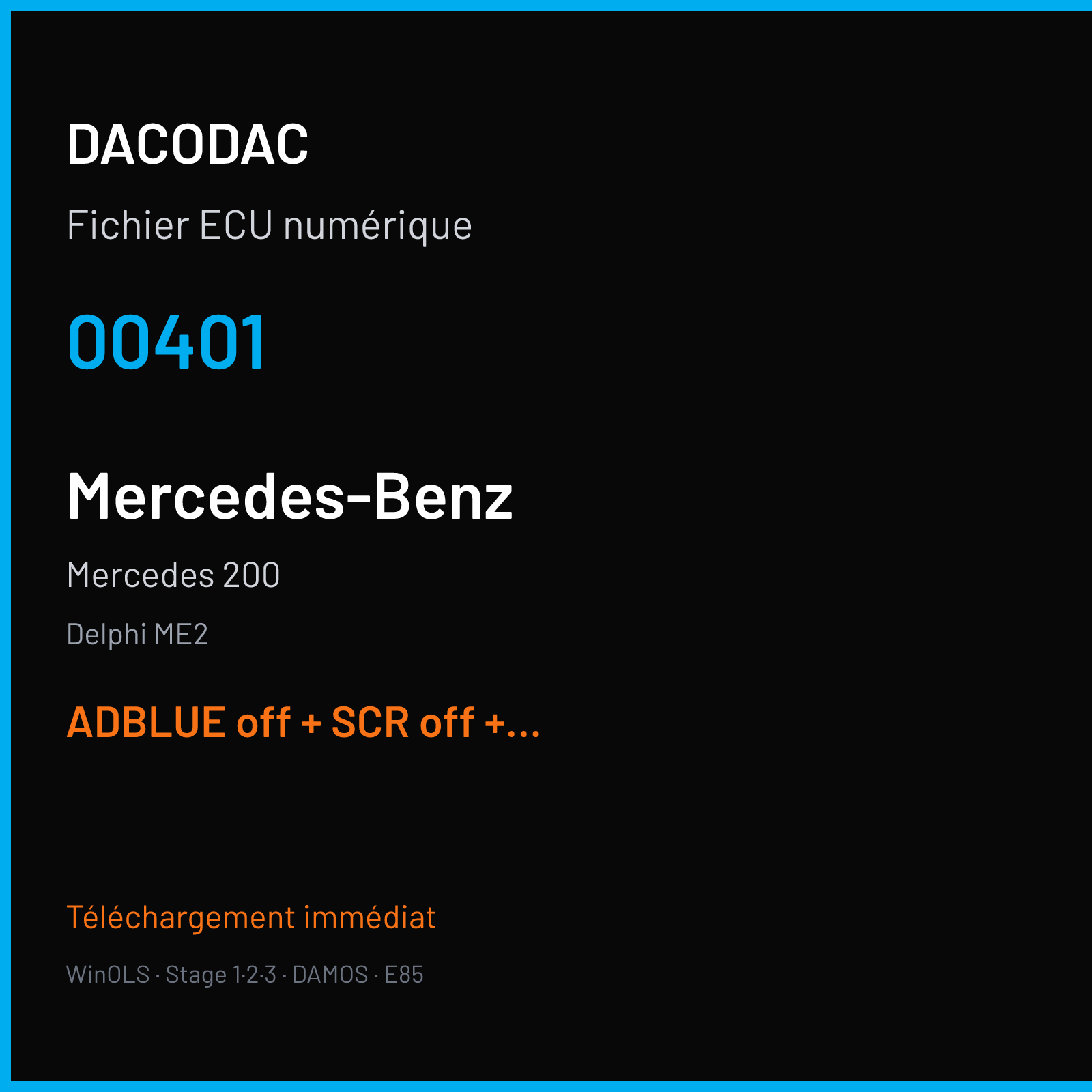 Mercedes 200 (2013) — Delphi ME2 — 00401 — ADBLUE off + SCR off + VMAX off