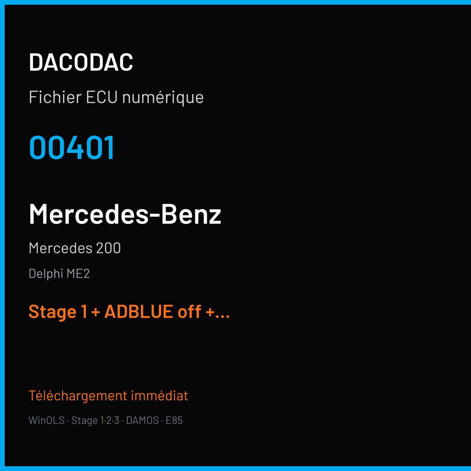 Mercedes 200 (2013) — Delphi ME2 — 00401 — Stage 1 + ADBLUE off + SCR off + VMAX off