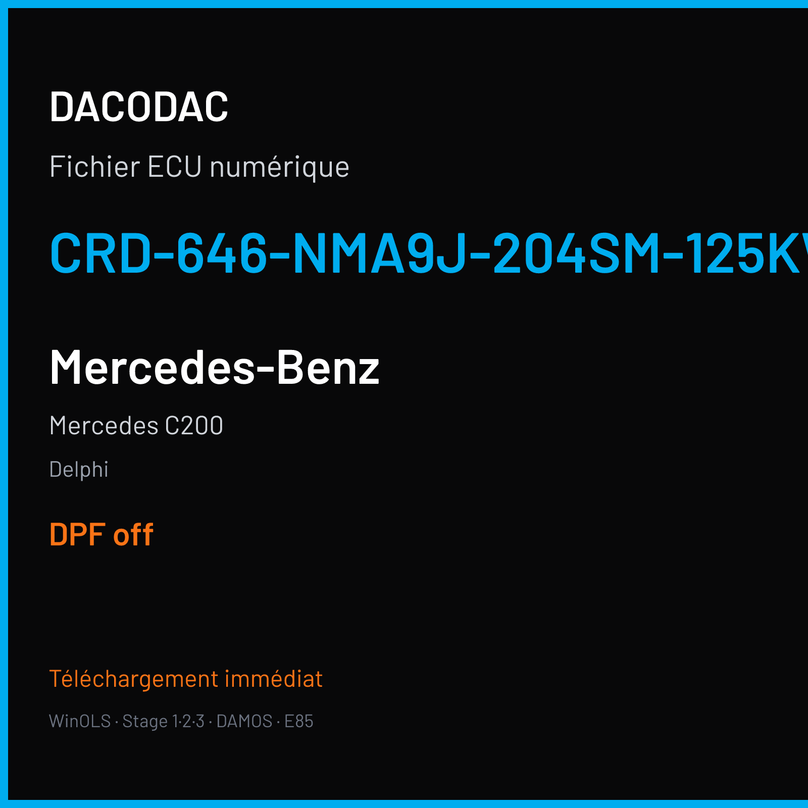 Mercedes C200 — Delphi — CRD-646-NMA9J-204SM-125KW-41OP-EF-ME-D55-0746X12 — DPF off