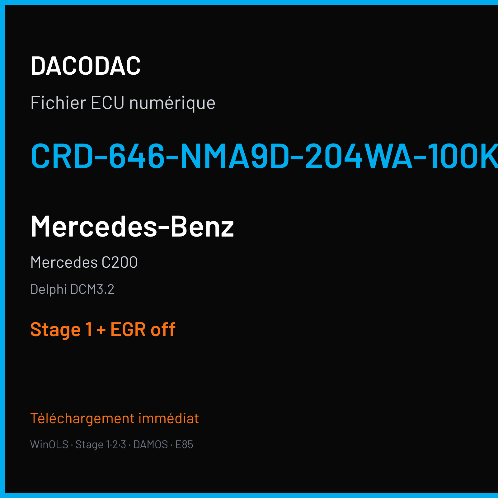 Mercedes C200 — Delphi DCM3.2 — CRD-646-NMA9D-204WA-100KW-41OP-EF-ME-D55-0708X08 — Stage 1 + EGR off