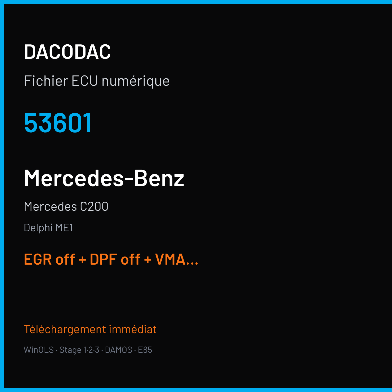 Mercedes C200 (2013) — Delphi ME1 — 53601 — EGR off + DPF off + VMAX off