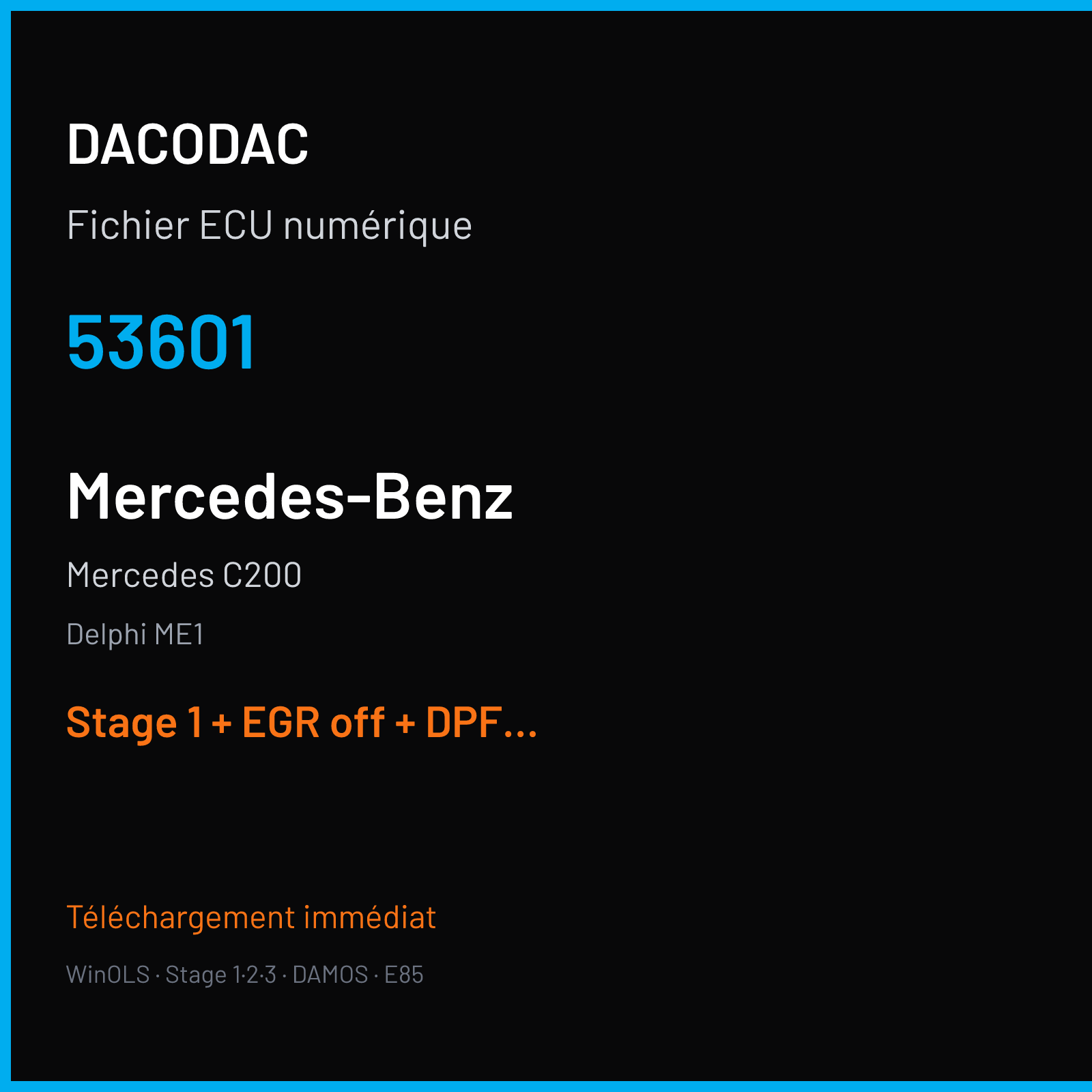 Mercedes C200 (2013) — Delphi ME1 — 53601 — Stage 1 + EGR off + DPF off + VMAX off