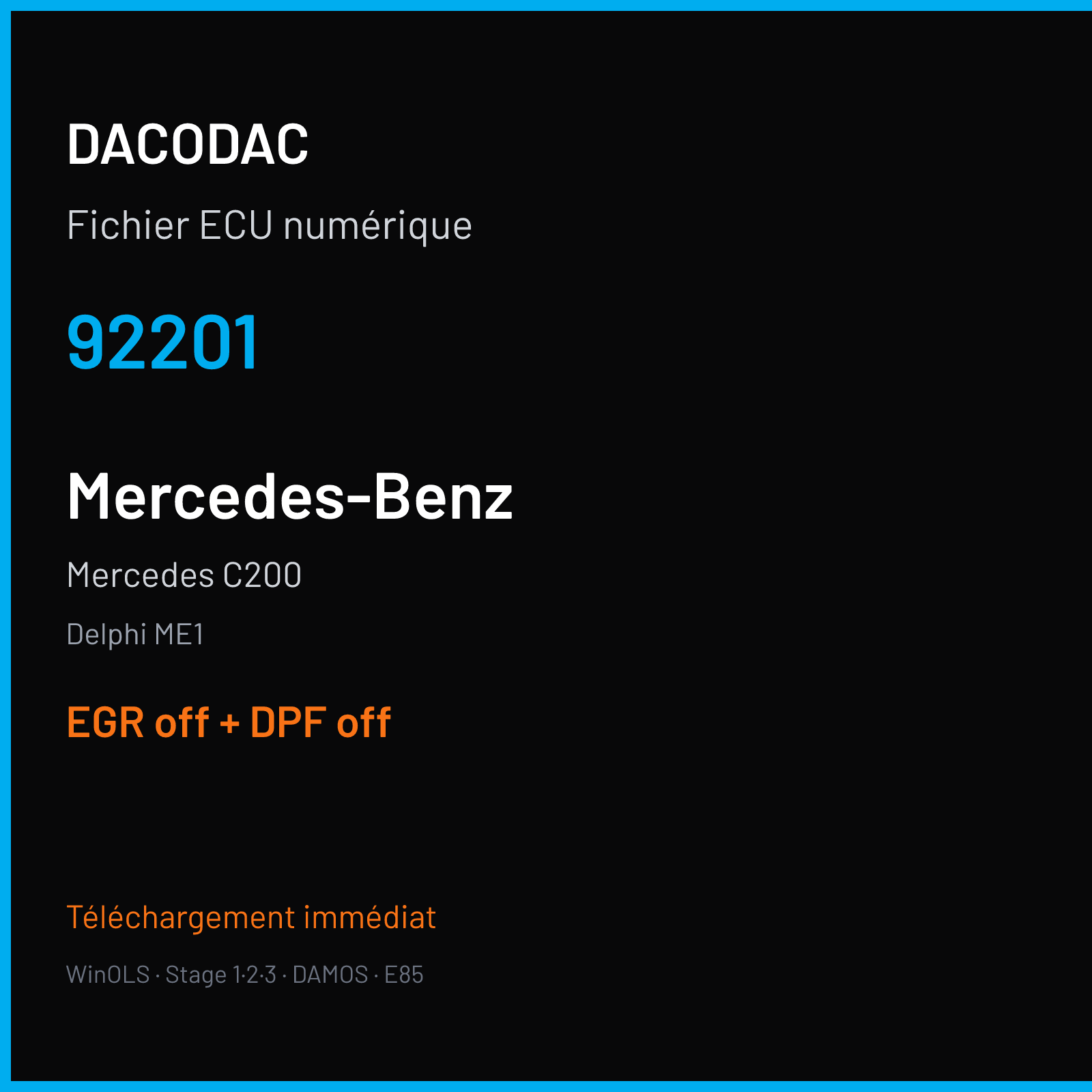 Mercedes C200 (2011) — Delphi ME1 — 92201 — EGR off + DPF off