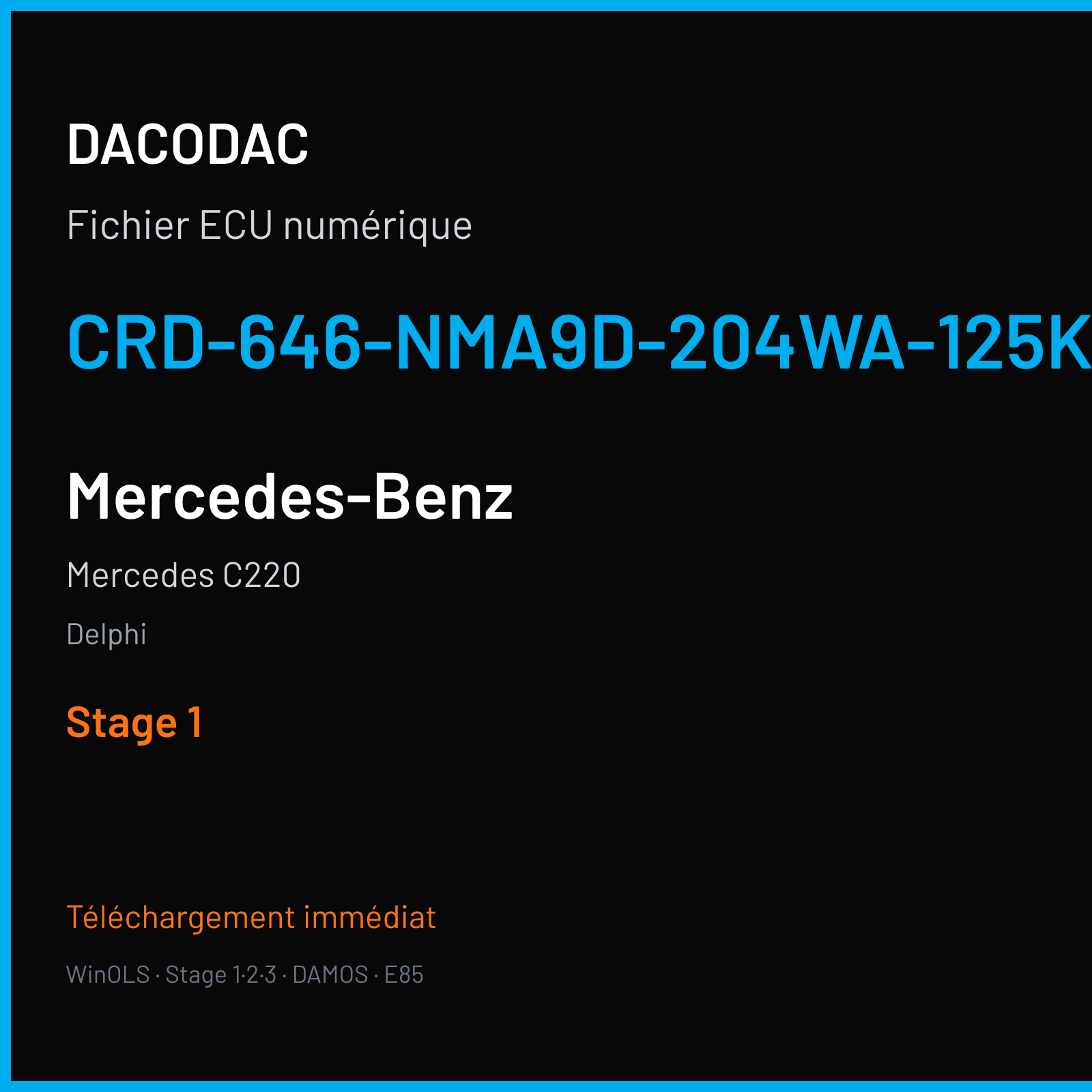 Mercedes C220 — Delphi — CRD-646-NMA9D-204WA-125KW-41O-EF-ME-D30-0707X07 — Stage 1