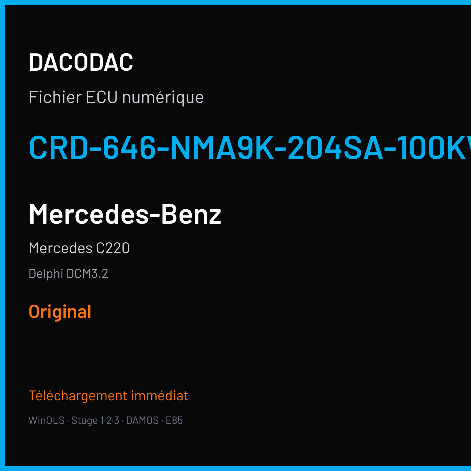 Mercedes C220 (2007) — Delphi DCM3.2 — CRD-646-NMA9K-204SA-100KW-410P-EF-ME — Original