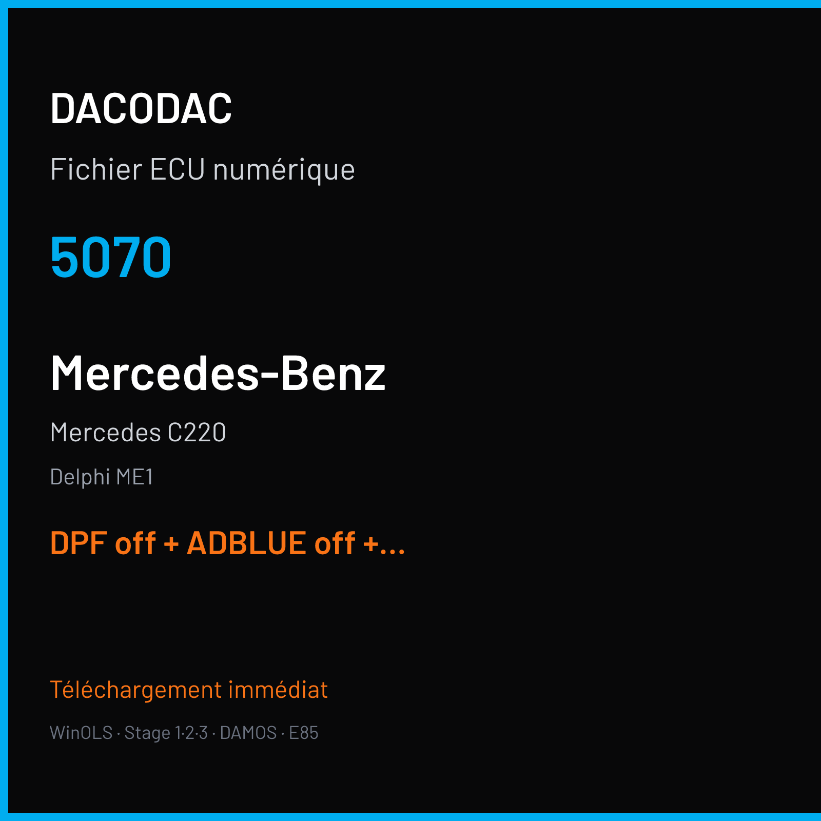 Mercedes C220 — Delphi ME1 — 5070 — DPF off + ADBLUE off + DTC off