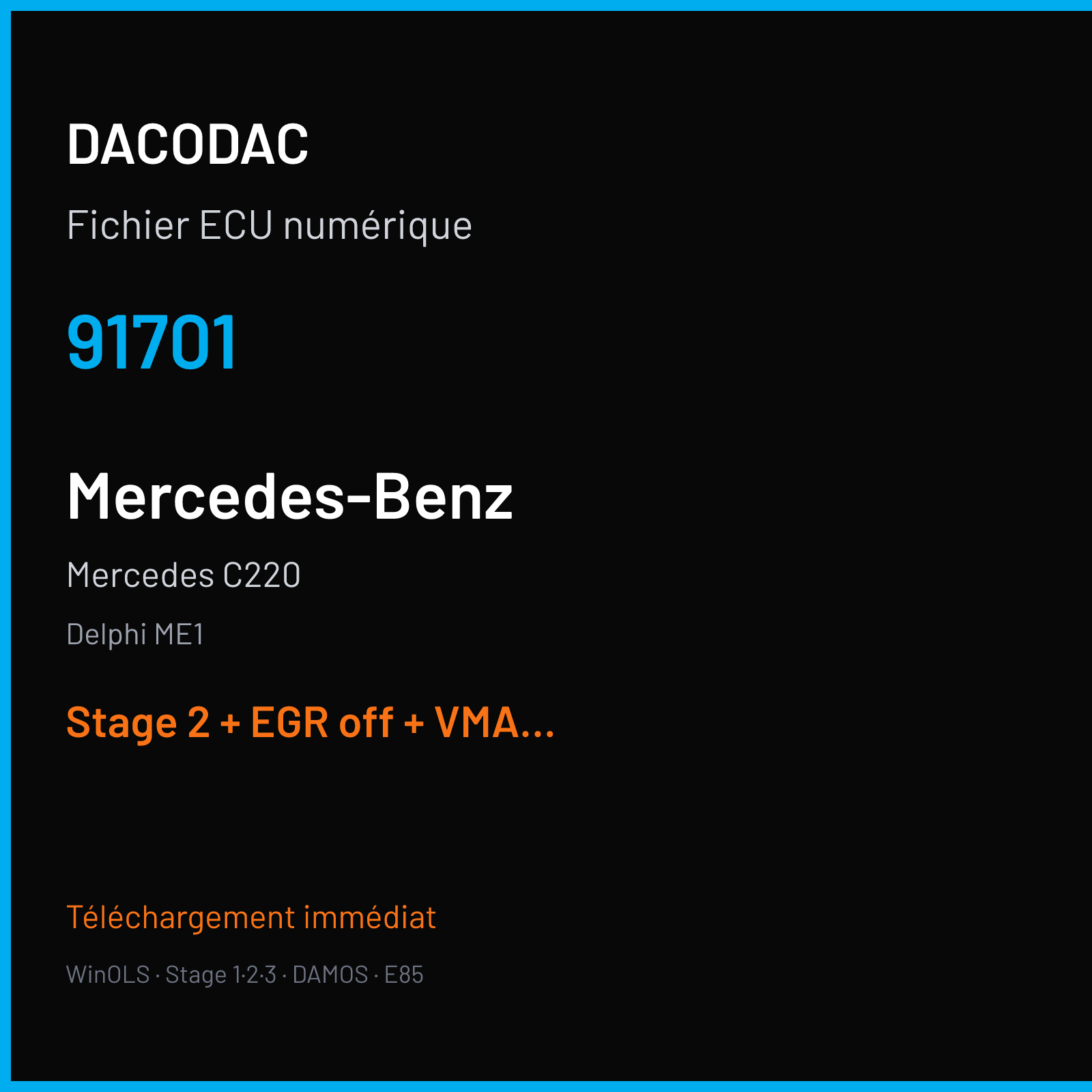 Mercedes C220 (2009) — Delphi ME1 — 91701 — Stage 2 + EGR off + VMAX off