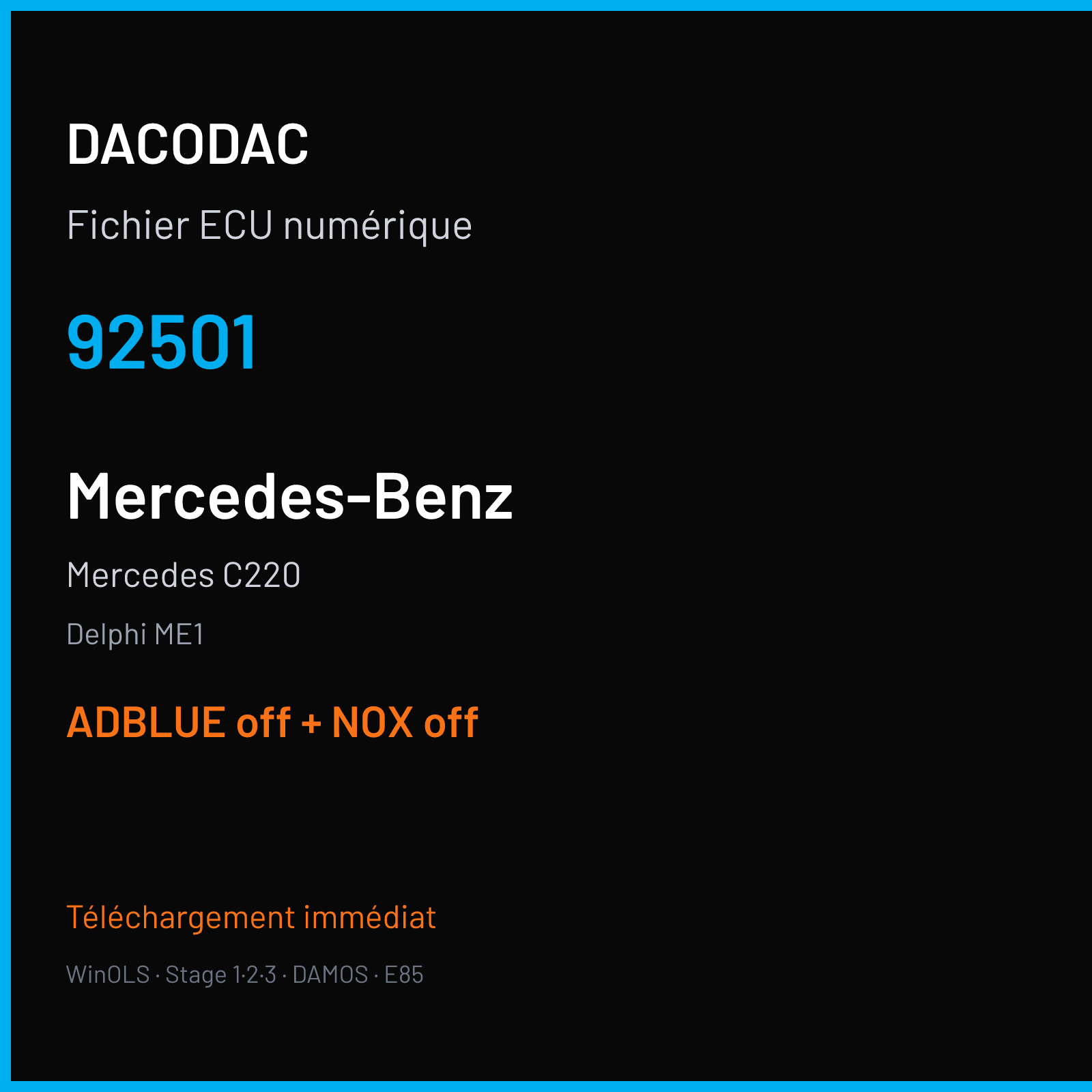 Mercedes C220 (2020) — Delphi ME1 — 92501 — ADBLUE off + NOX off
