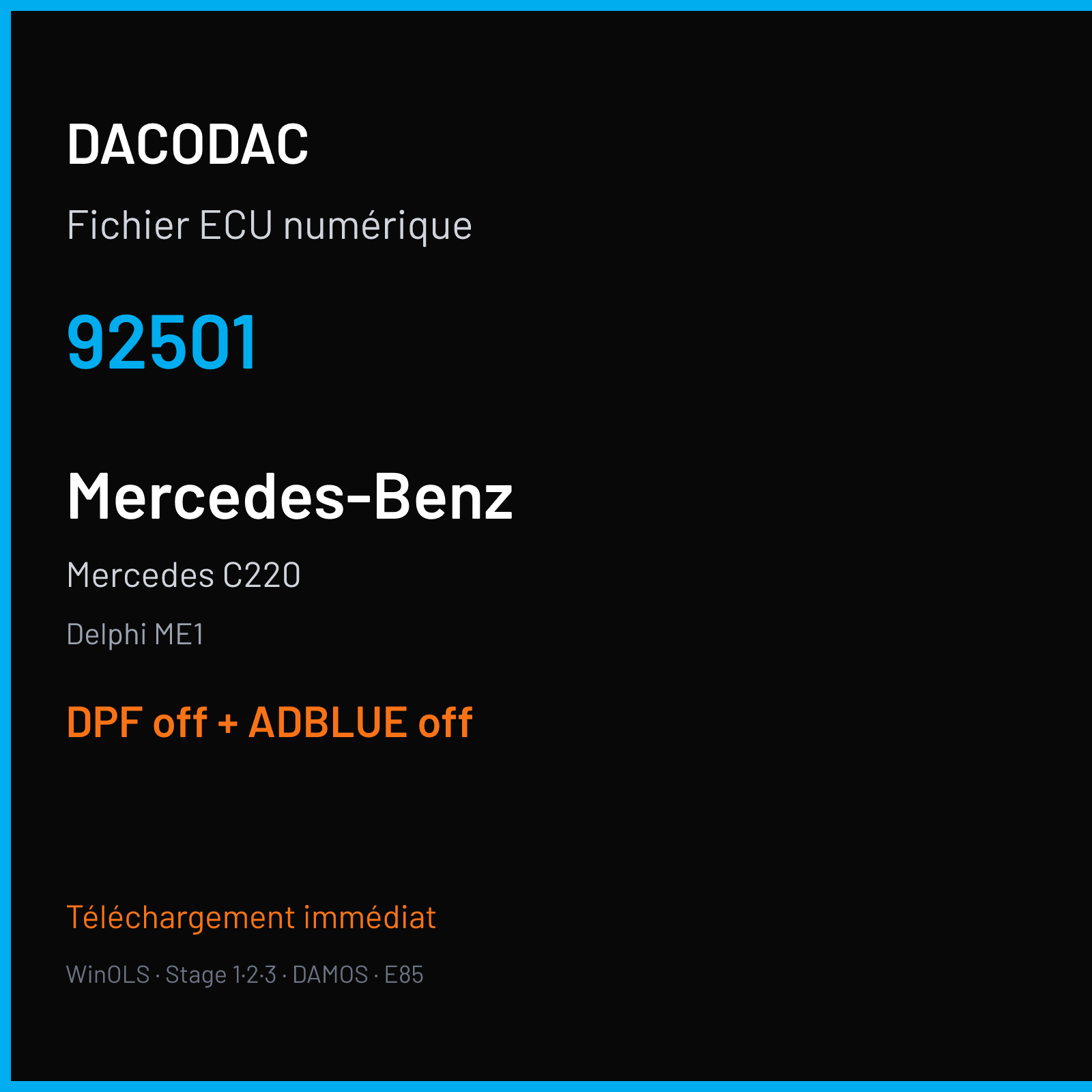 Mercedes C220 — Delphi ME1 — 92501 — DPF off + ADBLUE off