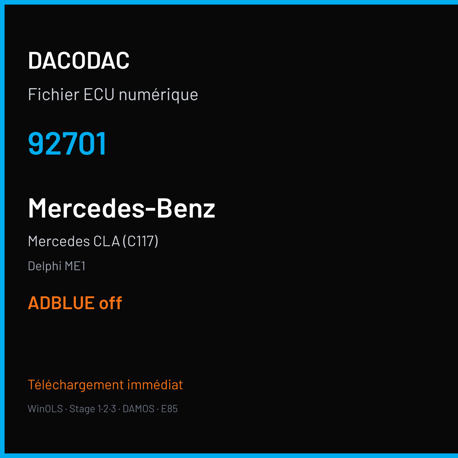 Mercedes CLA (C117) (2015) — Delphi ME1 — 92701 — ADBLUE off