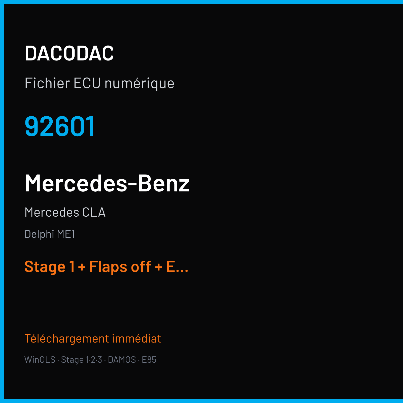Mercedes CLA (2016) — Delphi ME1 — 92601 — Stage 1 + Flaps off + EGR off + VMAX off