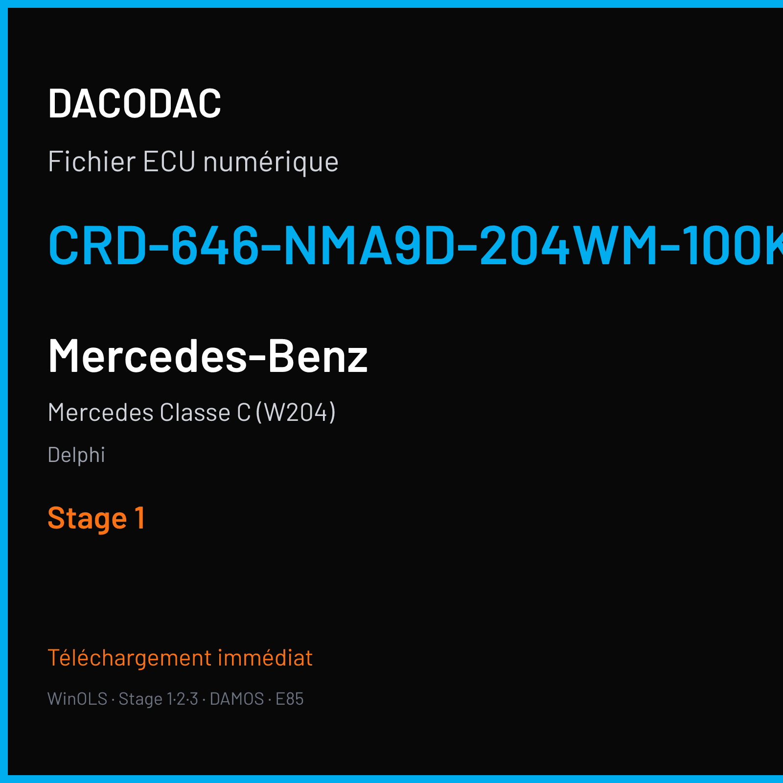 Mercedes Classe C (W204) (2006) — Delphi — CRD-646-NMA9D-204WM-100KW-41OP-EF-ME-D55-0708X08 — Stage 1
