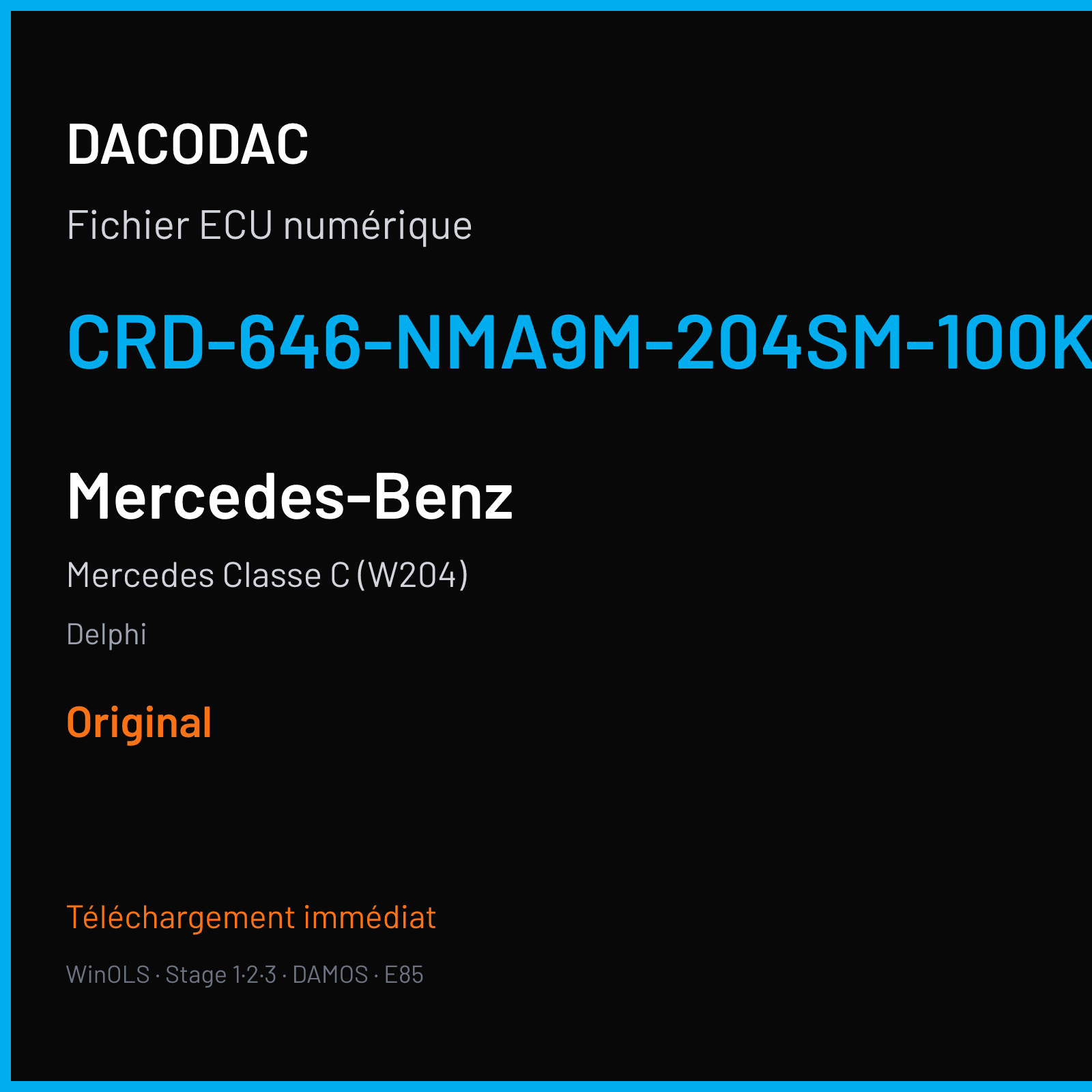Mercedes Classe C (W204) (2009) — Delphi — CRD-646-NMA9M-204SM-100KW-41OP-EF-ME-D55-0823X18 — Original