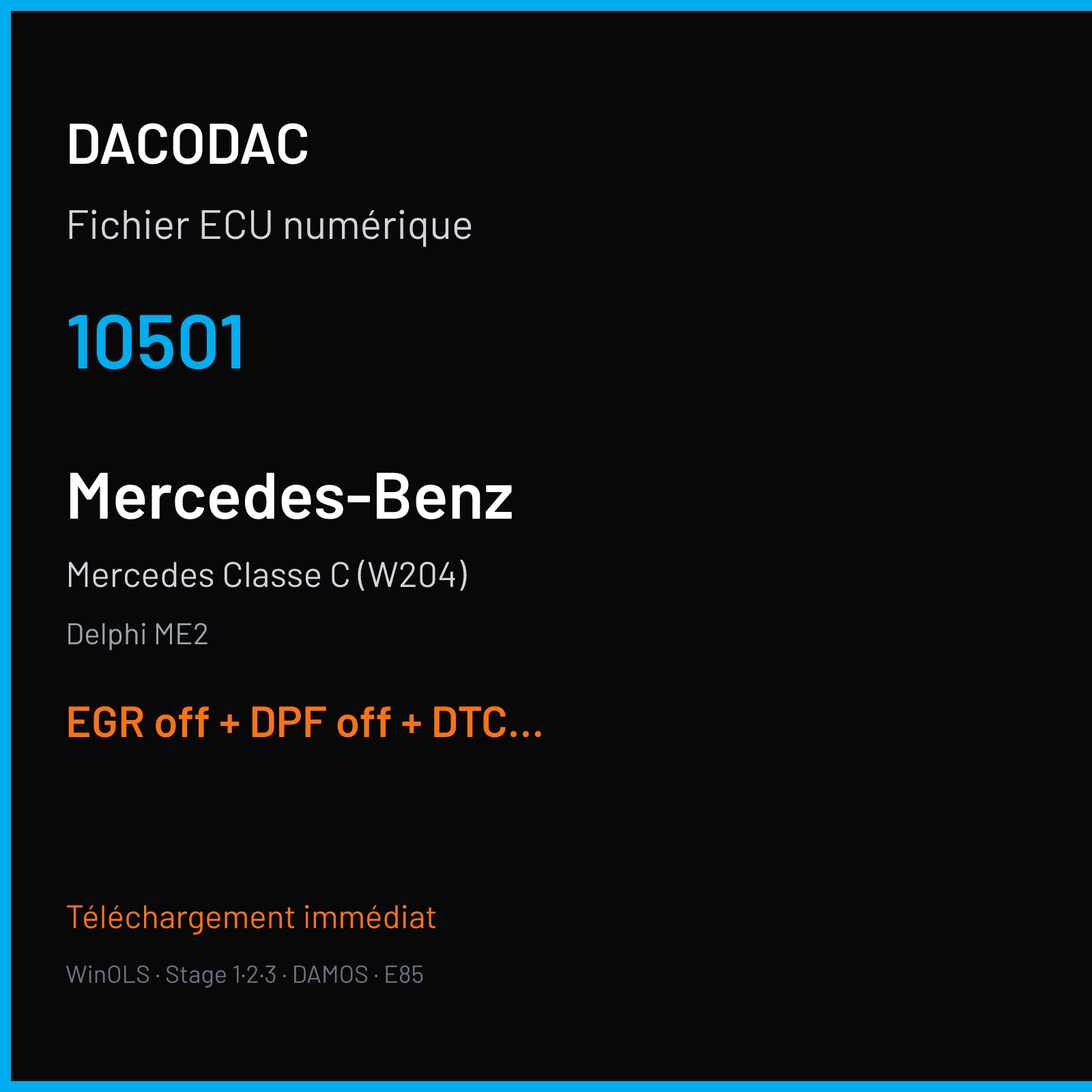 Mercedes Classe C (W204) (2008) — Delphi ME2 — 10501 — EGR off + DPF off + DTC off