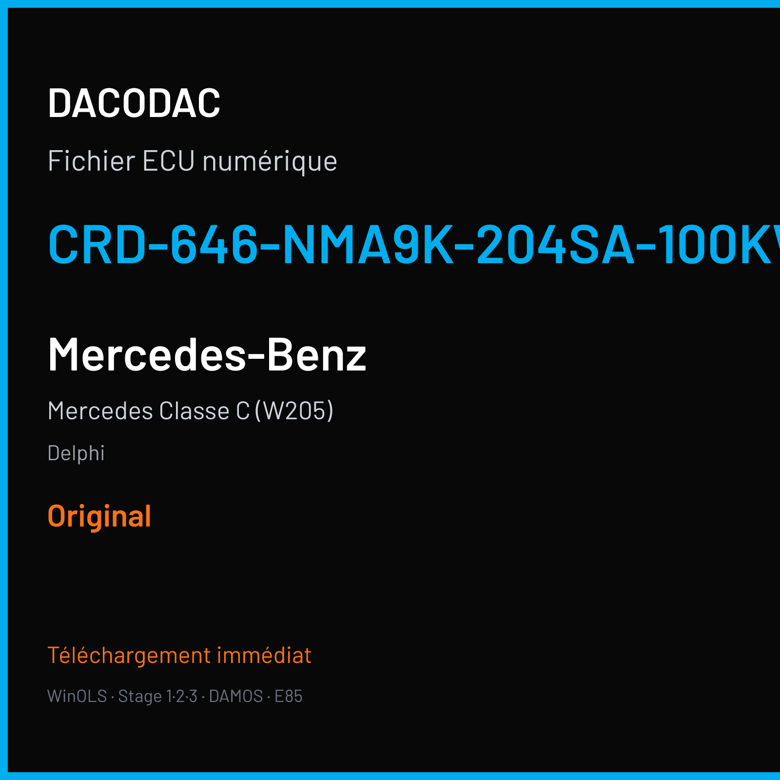 Mercedes Classe C (W205) (2007) — Delphi — CRD-646-NMA9K-204SA-100KW-41OP-EF-ME-D55-0807X15 — Original