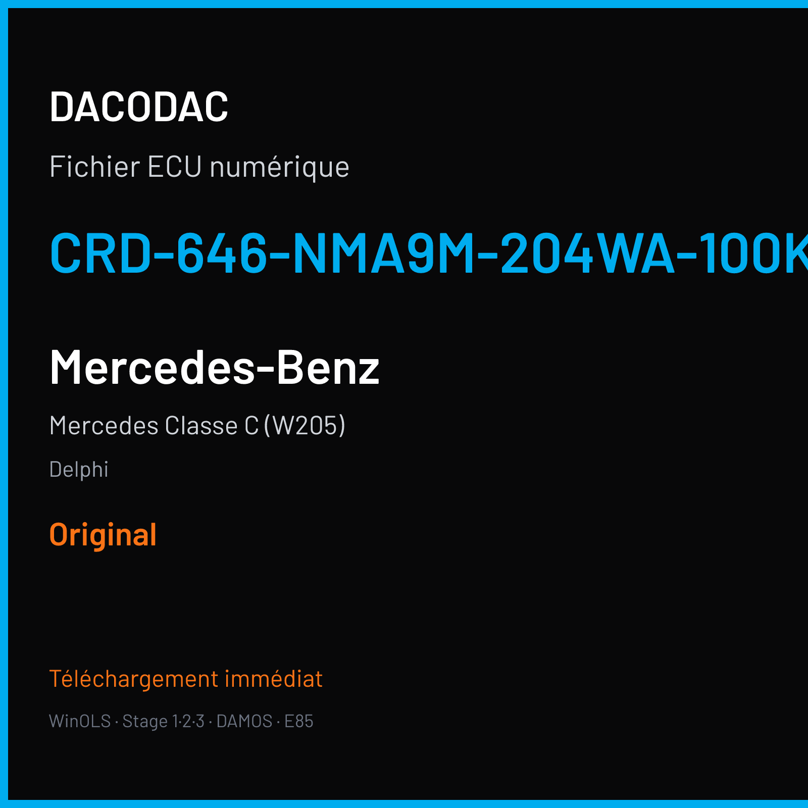 Mercedes Classe C (W205) (2008) — Delphi — CRD-646-NMA9M-204WA-100KW-41OP-EF-ME-D55-0823X18 — Original