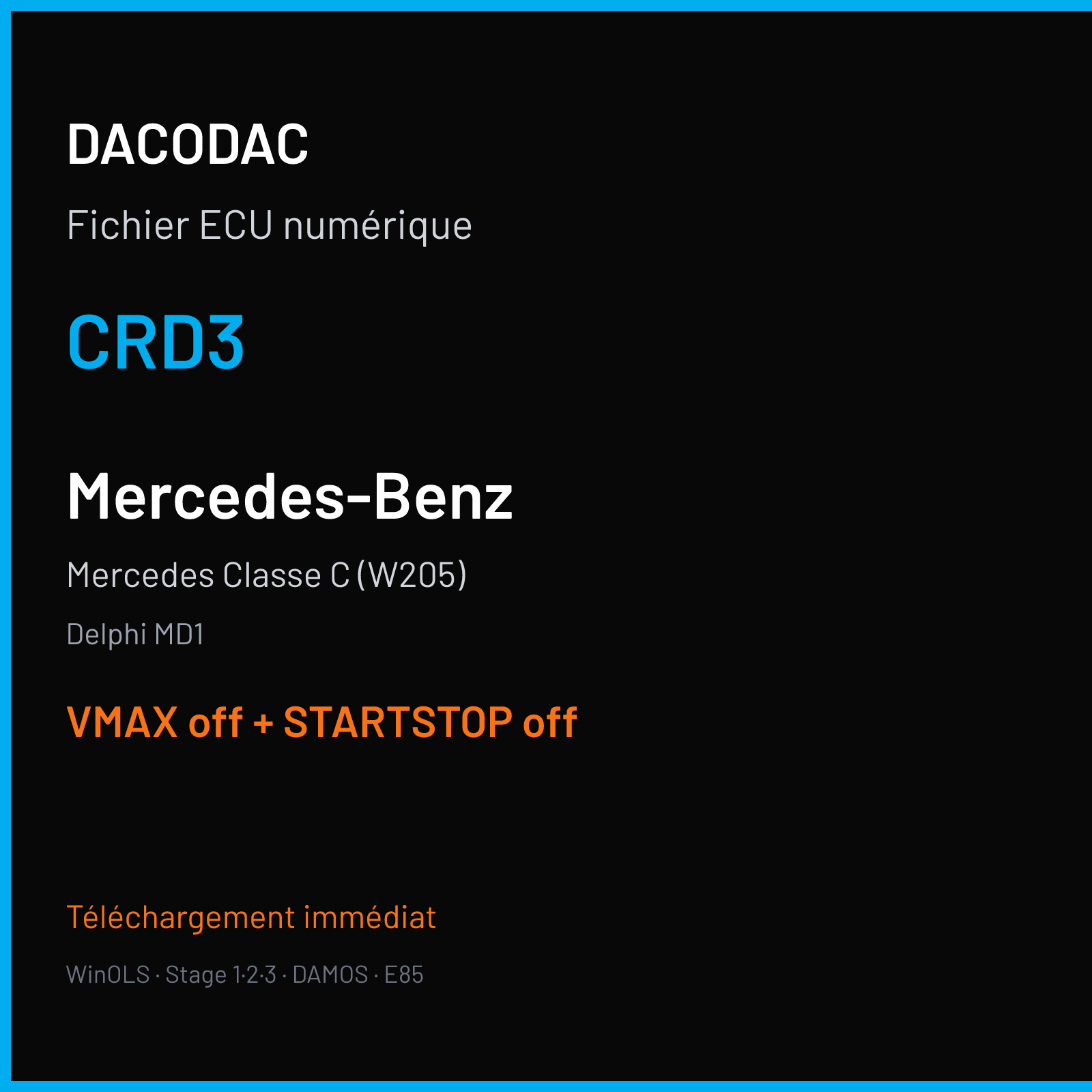 Mercedes Classe C (W205) (2016) — Delphi MD1 — CRD3 — VMAX off + STARTSTOP off
