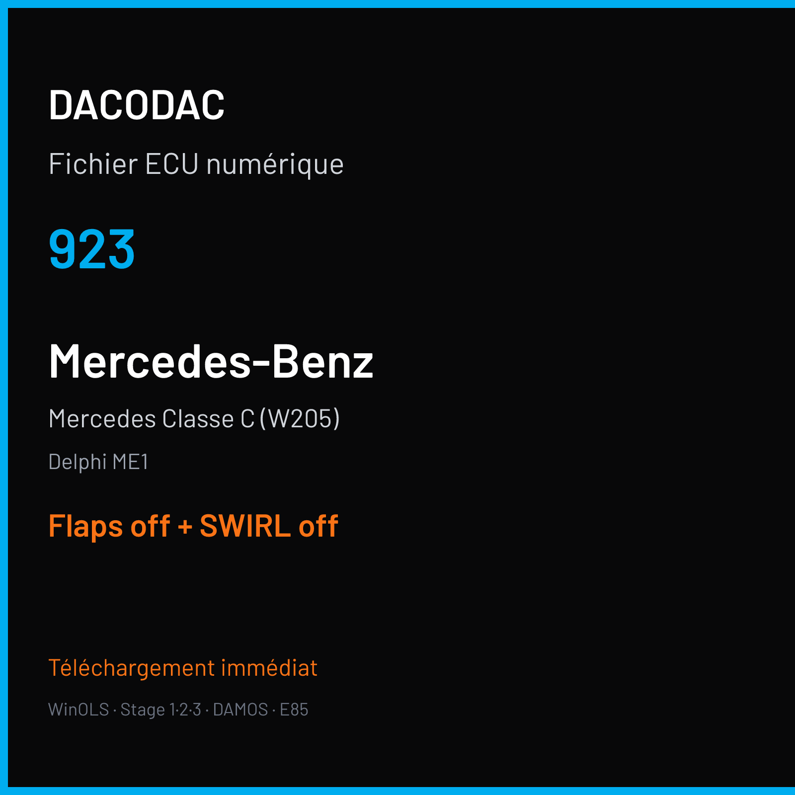 Mercedes Classe C (W205) (2018) — Delphi ME1 — 923 — Flaps off + SWIRL off