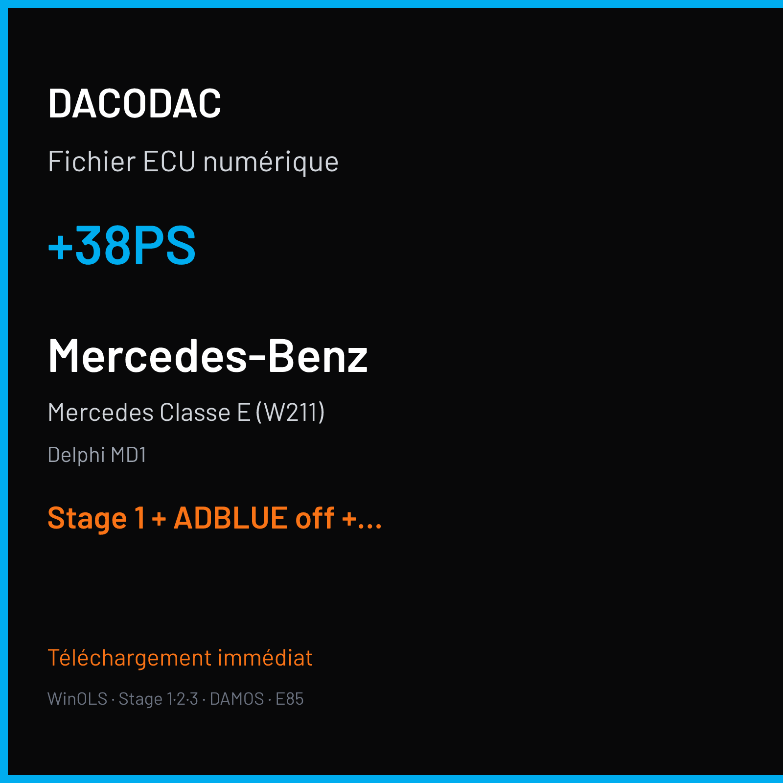 Mercedes Classe E (W211) (2015) — Delphi MD1 — +38PS — Stage 1 + ADBLUE off + VMAX off