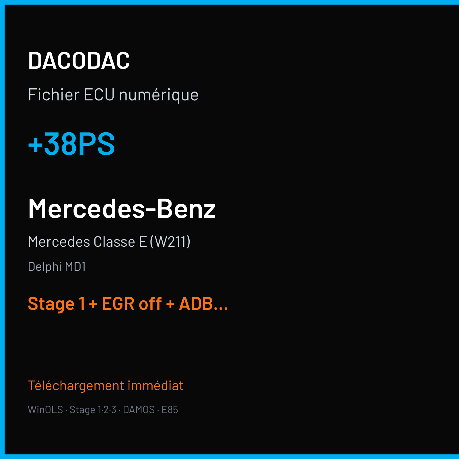 Mercedes Classe E (W211) (2015) — Delphi MD1 — +38PS — Stage 1 + EGR off + ADBLUE off + VMAX off