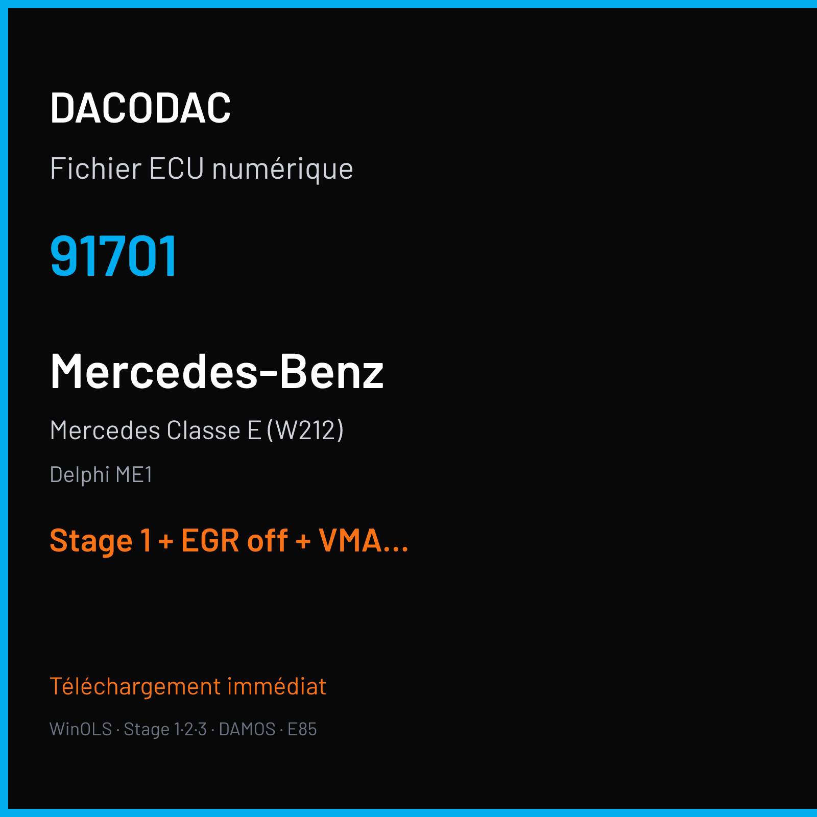 Mercedes Classe E (W212) (2009) — Delphi ME1 — 91701 — Stage 1 + EGR off + VMAX off