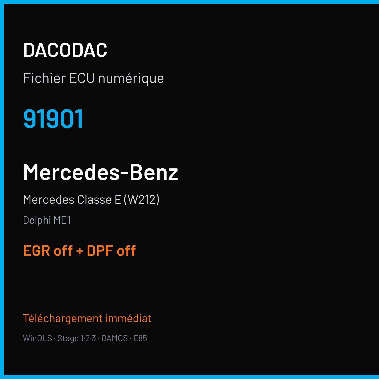 Mercedes Classe E (W212) (2014) — Delphi ME1 — 91901 — EGR off + DPF off