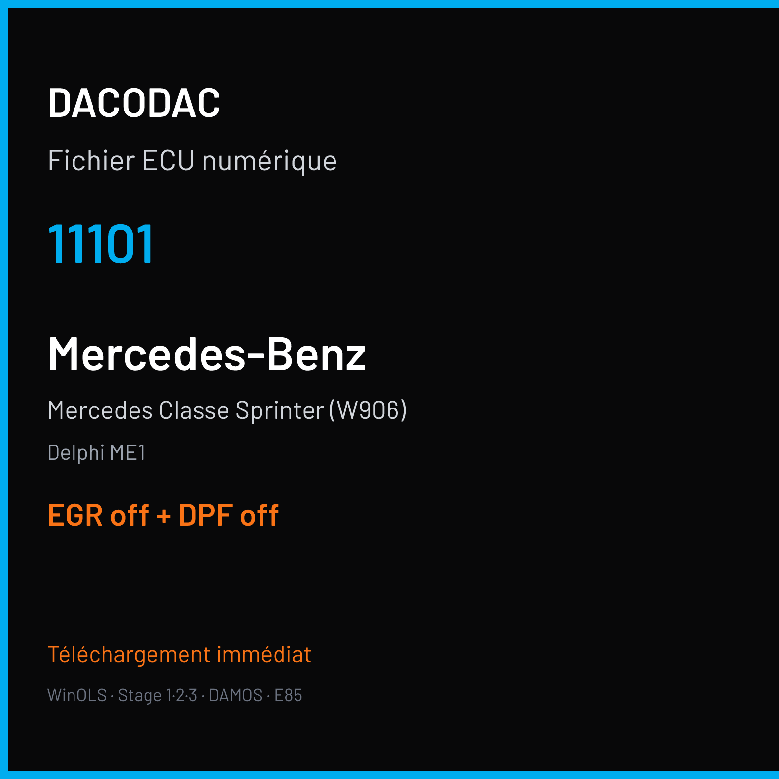 Mercedes Classe Sprinter (W906) (2011) — Delphi ME1 — 11101 — EGR off + DPF off