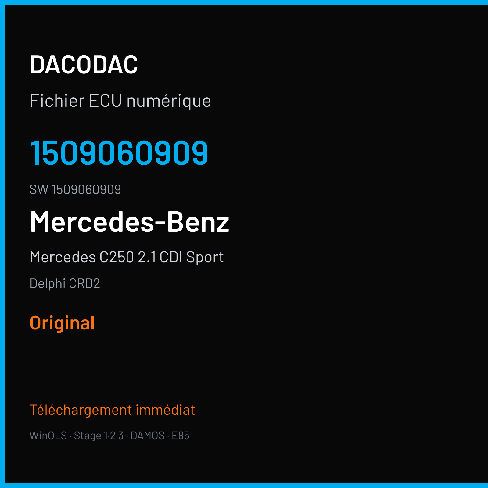 Mercedes C250 2.1 CDI Sport 204 ch — Delphi CRD2 — 1509060909 · 1509060909 · 6519020900 — Original
