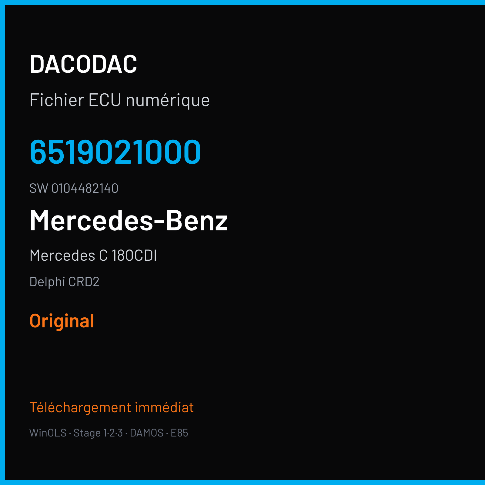 Mercedes C 180CDI 120 ch (2013) — Delphi CRD2 — 6519021000 · 0104482140 — Original