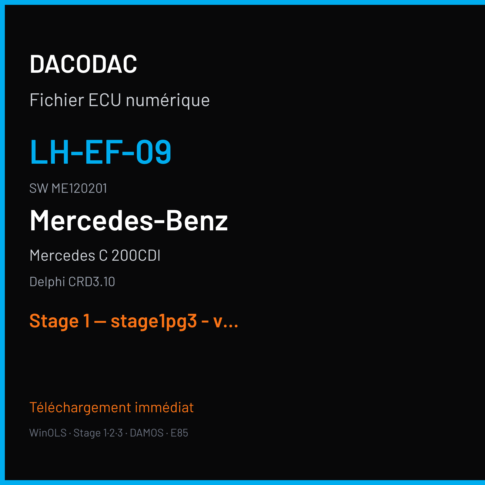 Mercedes C 200CDI (2015) — Delphi CRD3.10 — LH-EF-09 · ME120201 — Stage 1 — stage1pg3 - vmax