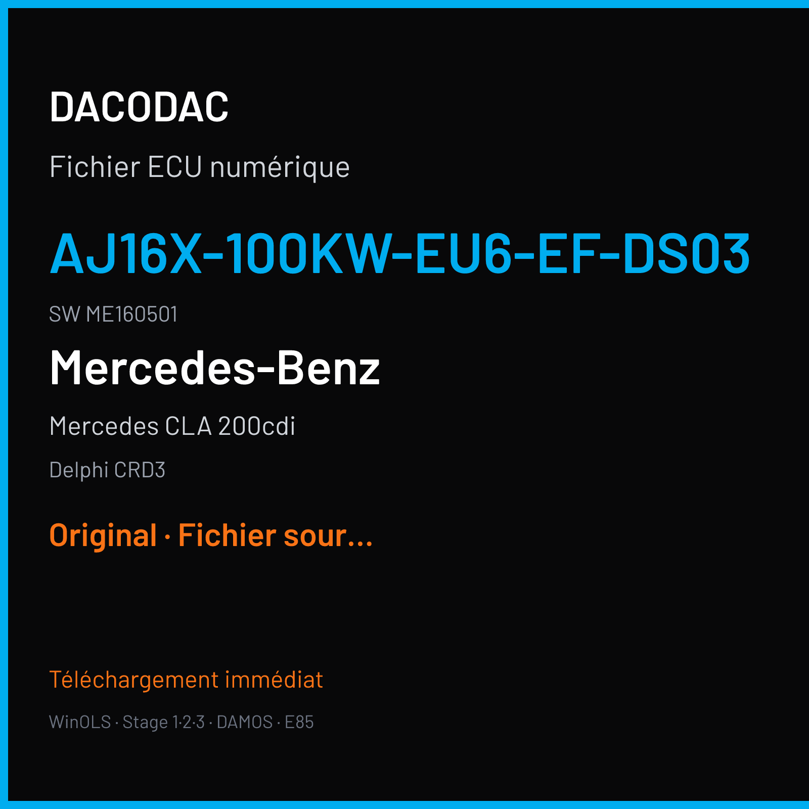 Mercedes CLA 200cdi (2017) — Delphi CRD3 — AJ16x-100kw-EU6-EF-DS03 · ME160501 — Original