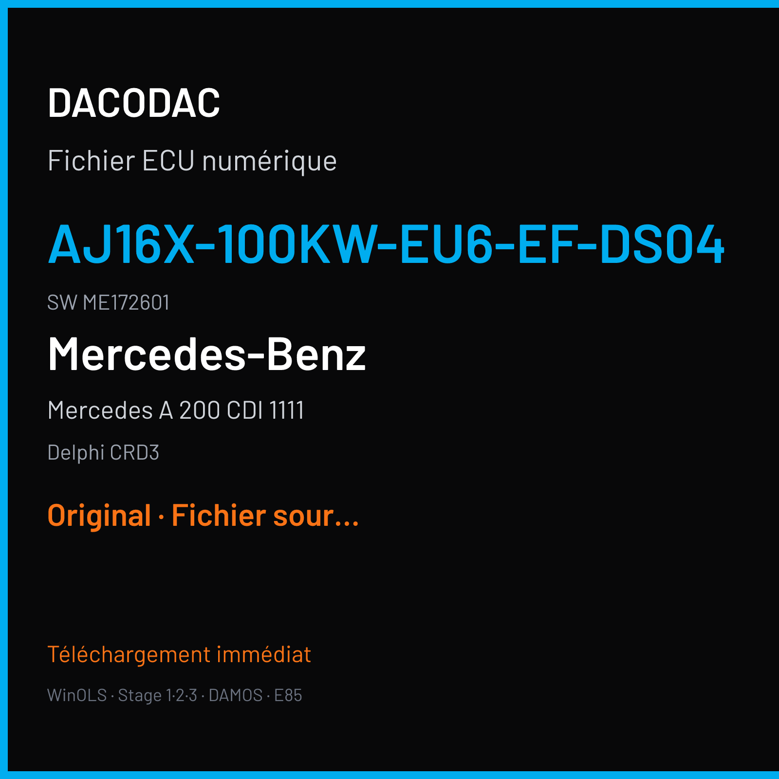 Mercedes A 200 CDI 1111 — Delphi CRD3 — AJ16x-100kw-EU6-EF-DS04 · ME172601 — Original