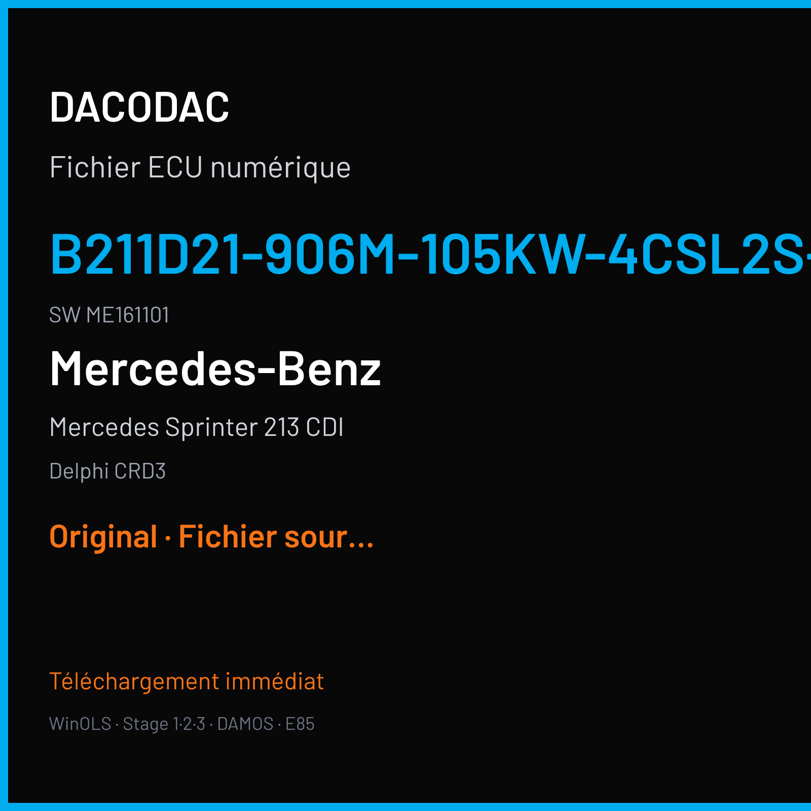 Mercedes Sprinter 213 CDI (2016) — Delphi CRD3 — B211D21-906M-105KW-4CSL2S-E6OPSCR-DS09 · ME161101 — Original