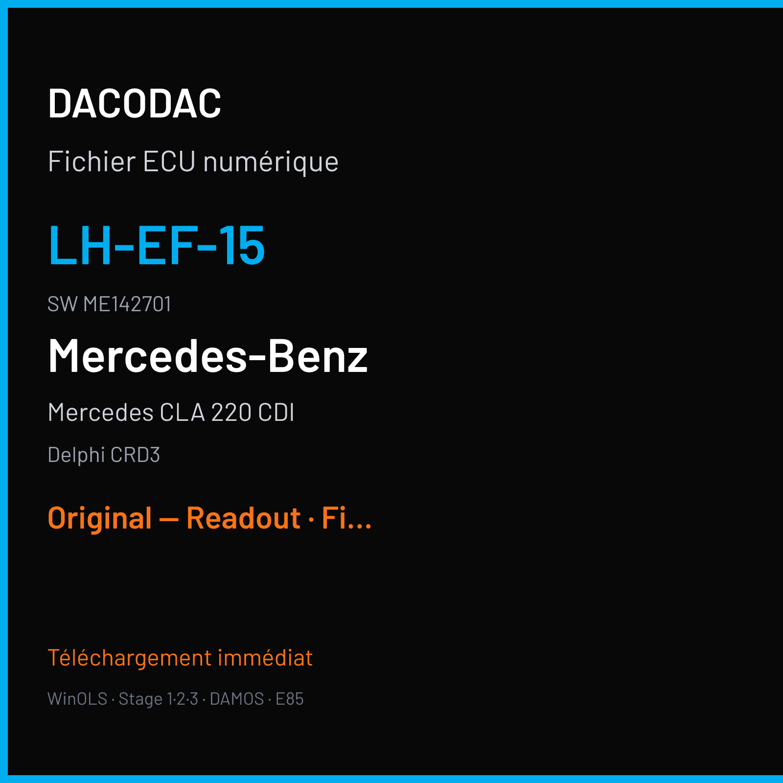 Mercedes CLA 220 CDI (2015) — Delphi CRD3 — LH-EF-15 · ME142701 — Original — Readout