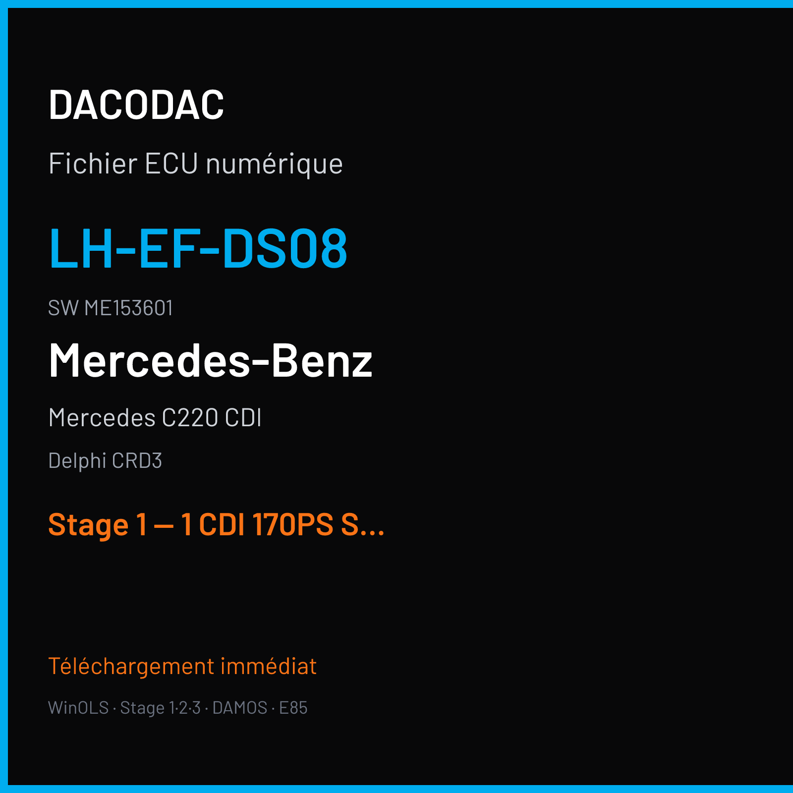 Mercedes C220 CDI — Delphi CRD3 — LH-EF-DS08 · ME153601 — Stage 1 — 1 CDI 170PS Stage1 + V-Max