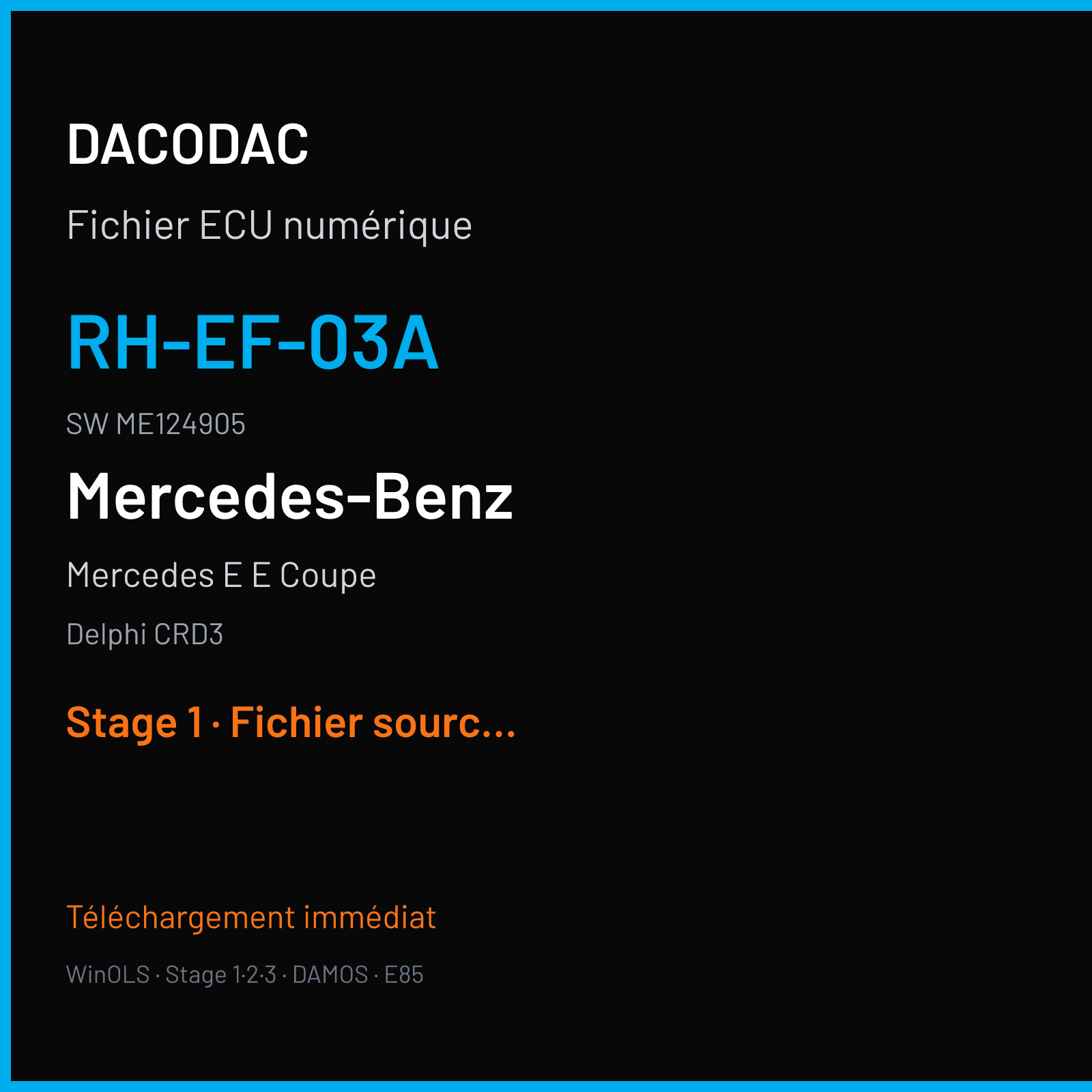 Mercedes E E Coupe (2013) — Delphi CRD3 — RH-EF-03A · ME124905 — Stage 1