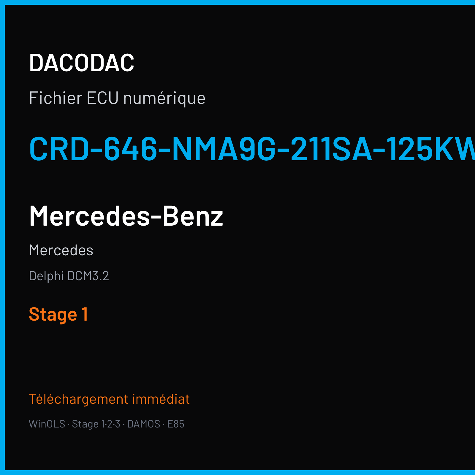 Mercedes (2007) — Delphi DCM3.2 — CRD-646-NMA9G-211SA-125KW-41OP-EF-ME-D50-0721X12 — Stage 1