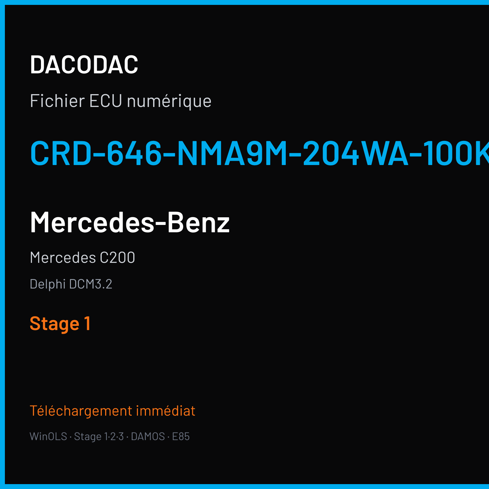 Mercedes C200 (2007) — Delphi DCM3.2 — CRD-646-NMA9M-204WA-100KW-41OP-EF-ME-D55-0823X18 — Stage 1