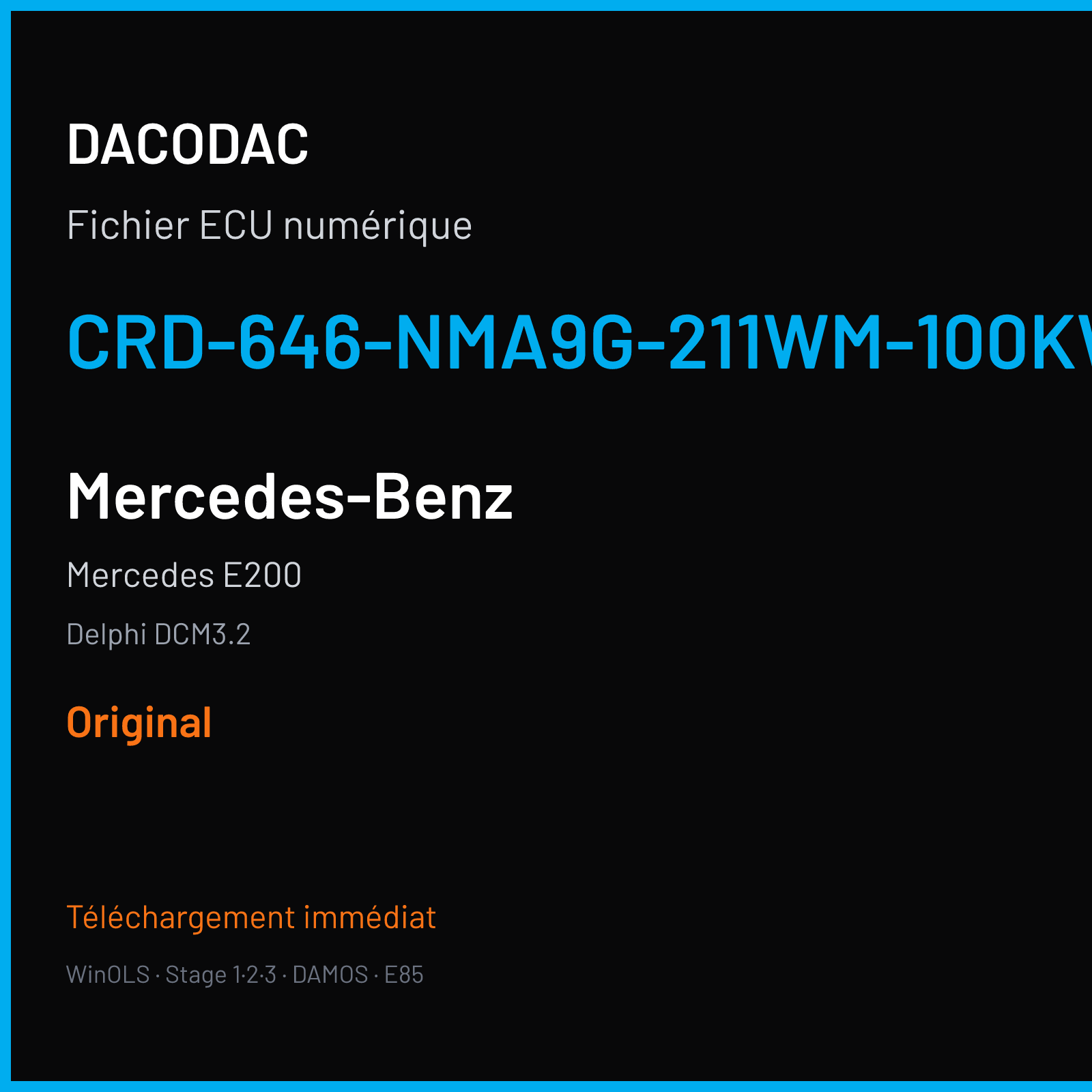 Mercedes E200 (2008) — Delphi DCM3.2 — CRD-646-NMA9G-211WM-100KW-41O-EF-ME-D55-0721X13 — Original