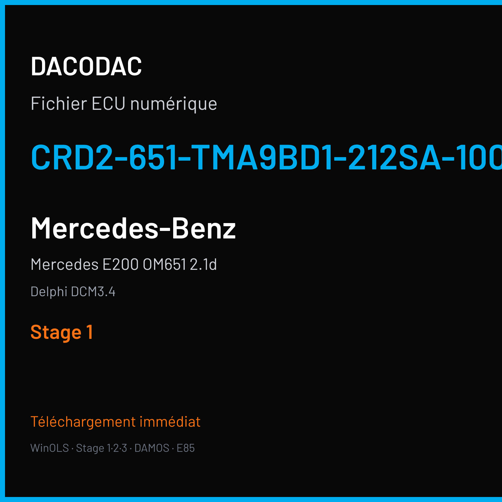 Mercedes E200 OM651 2.1d (2010) — Delphi DCM3.4 — CRD2-651-TMA9BD1-212SA-100KW-4ASLVNT-EU5OP — Stage 1