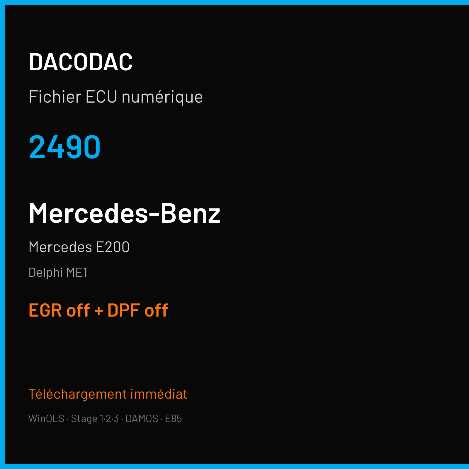 Mercedes E200 (2014) — Delphi ME1 — 2490 — EGR off + DPF off