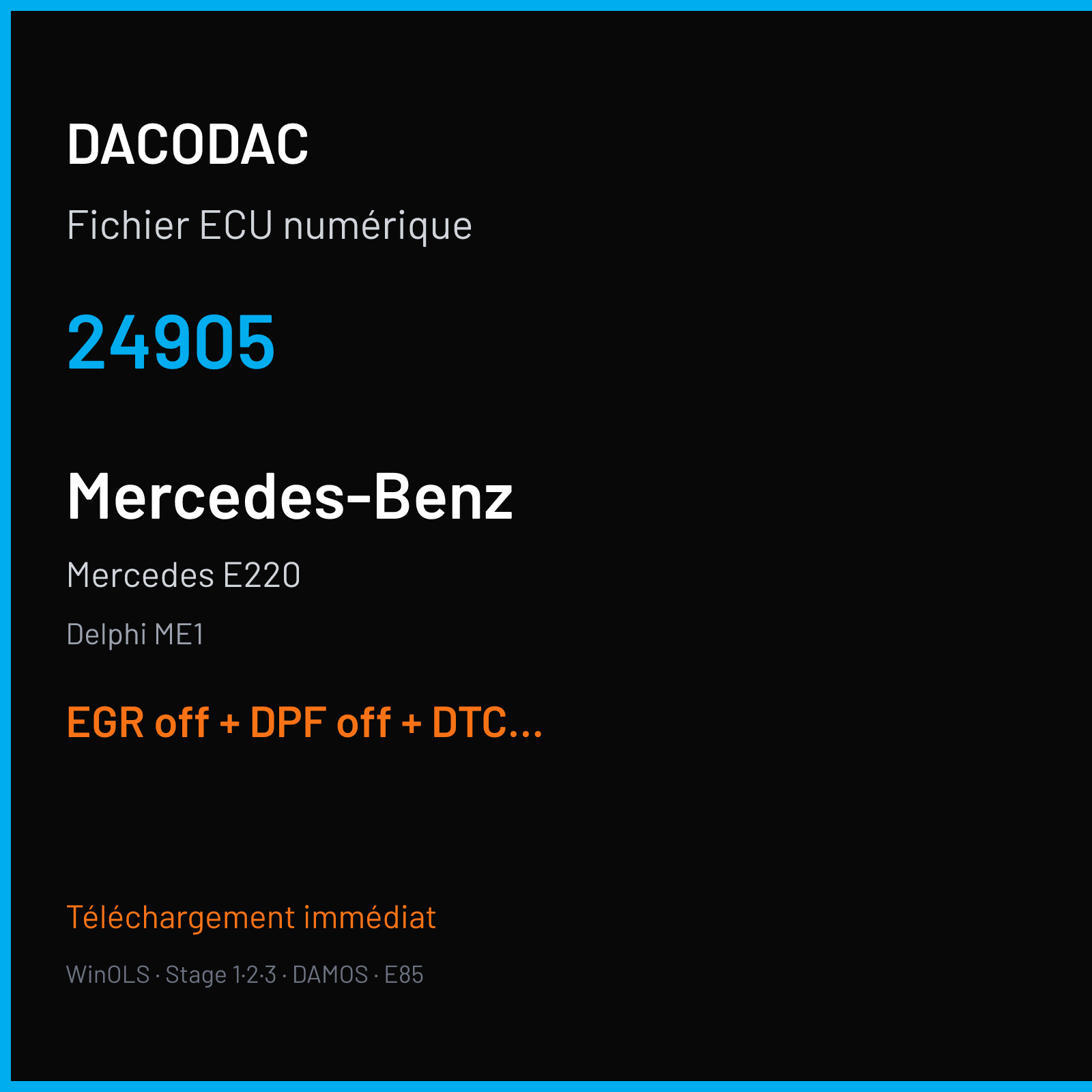 Mercedes E220 (2011) — Delphi ME1 — 24905 — EGR off + DPF off + DTC off