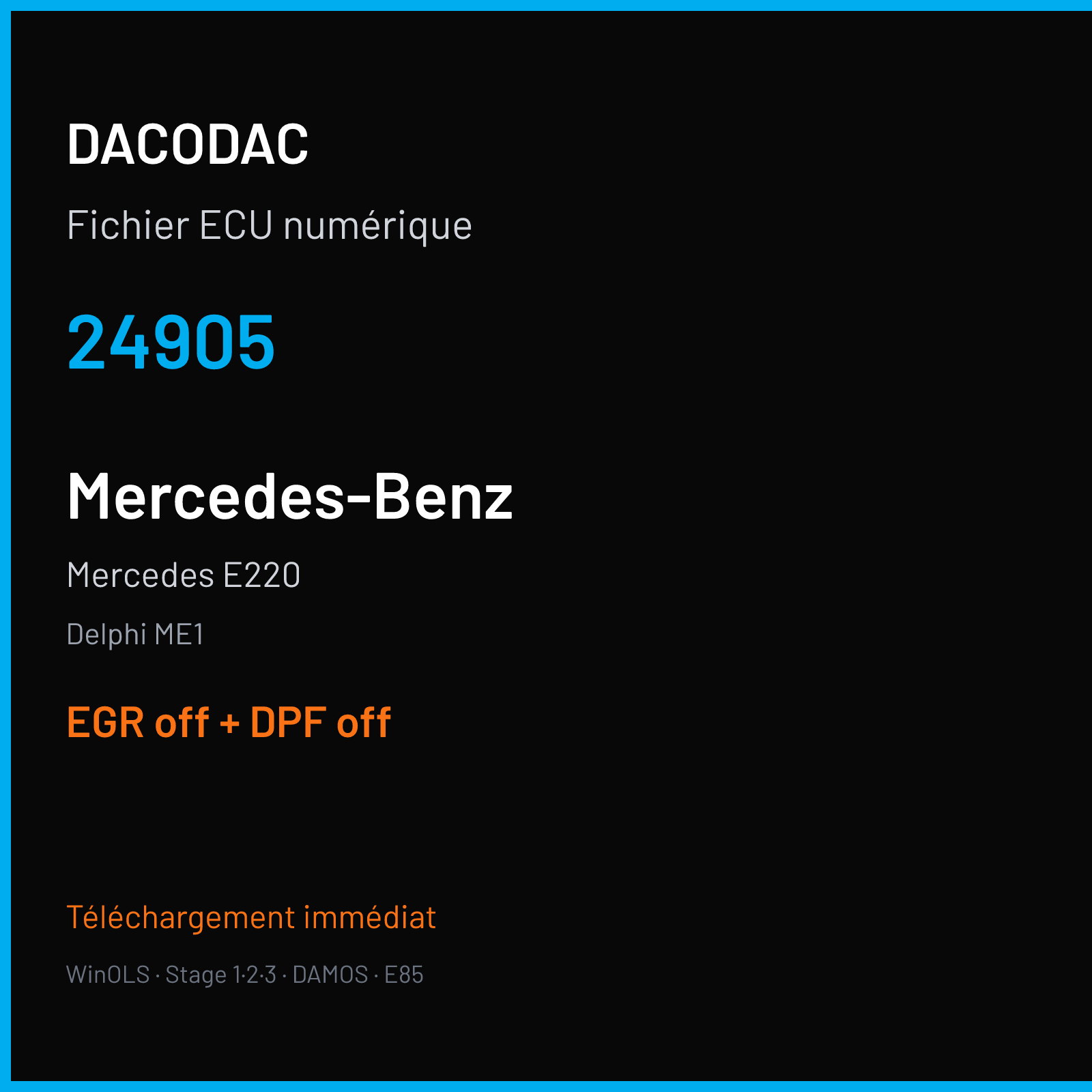 Mercedes E220 (2011) — Delphi ME1 — 24905 — EGR off + DPF off