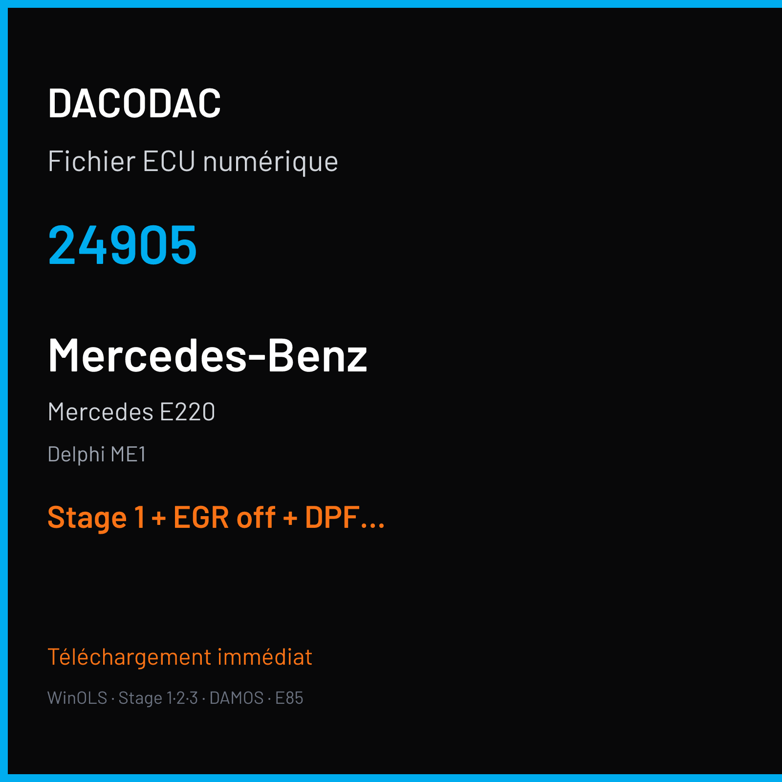 Mercedes E220 (2011) — Delphi ME1 — 24905 — Stage 1 + EGR off + DPF off