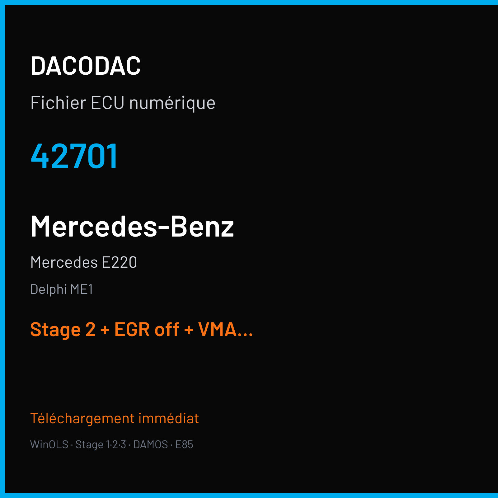 Mercedes E220 — Delphi ME1 — 42701 — Stage 2 + EGR off + VMAX off