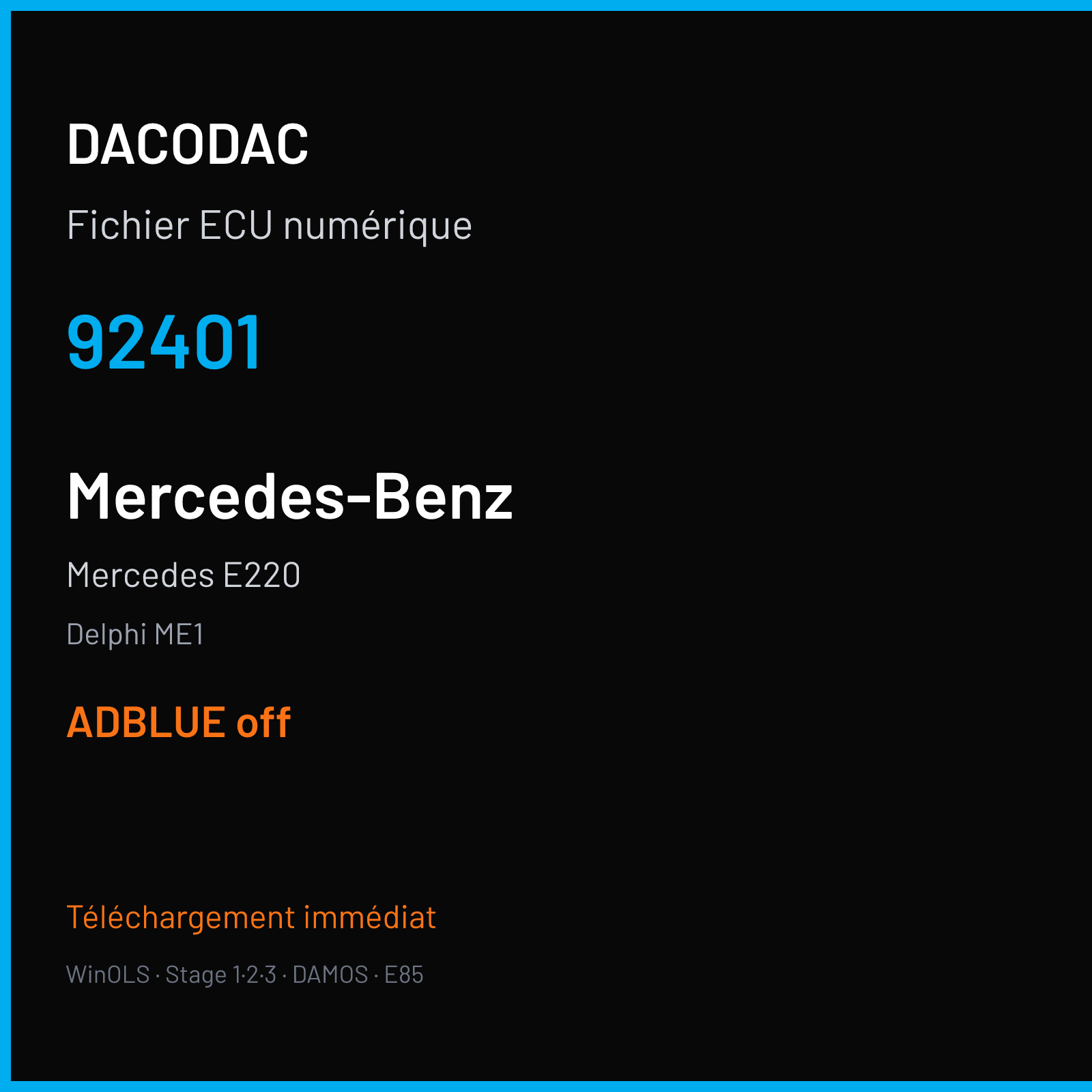 Mercedes E220 — Delphi ME1 — 92401 — ADBLUE off