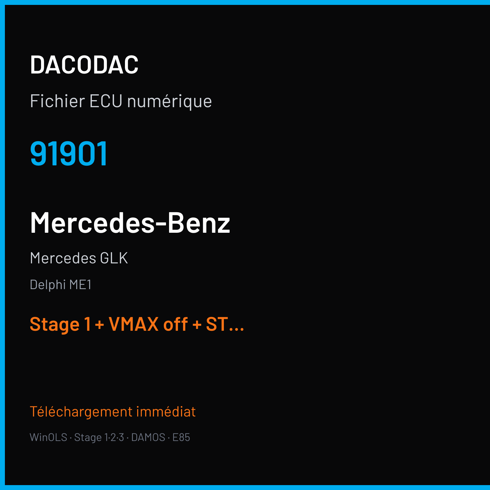 Mercedes GLK (2011) — Delphi ME1 — 91901 — Stage 1 + VMAX off + STARTSTOP off